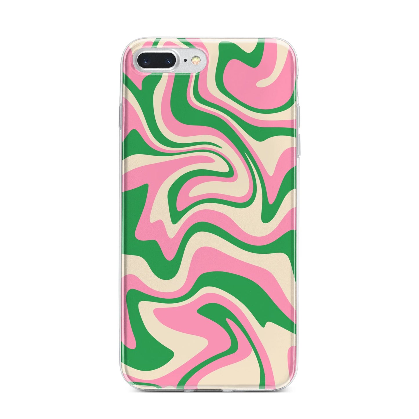 Pink And Green Swirl iPhone 7 Plus Bumper Case on Silver iPhone