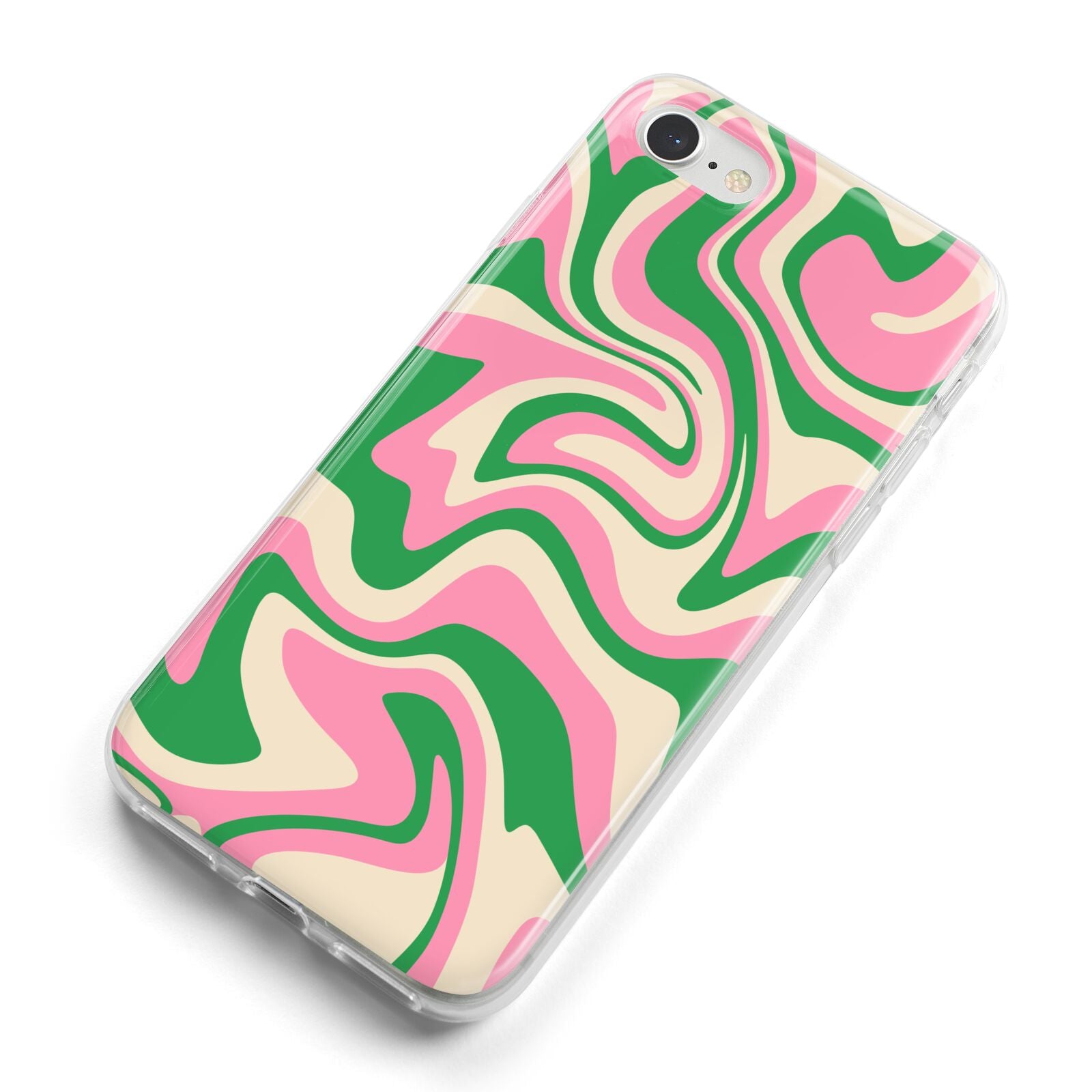 Pink And Green Swirl iPhone 8 Bumper Case on Silver iPhone Alternative Image