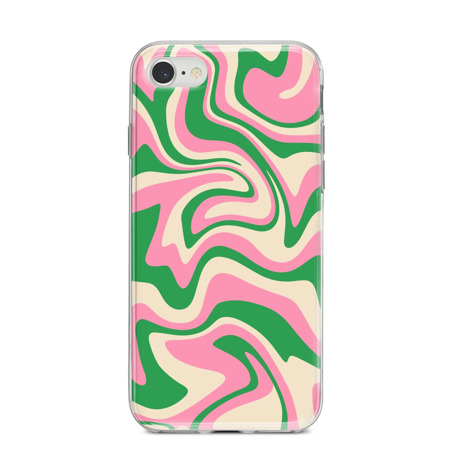 Pink And Green Swirl iPhone 8 Bumper Case on Silver iPhone