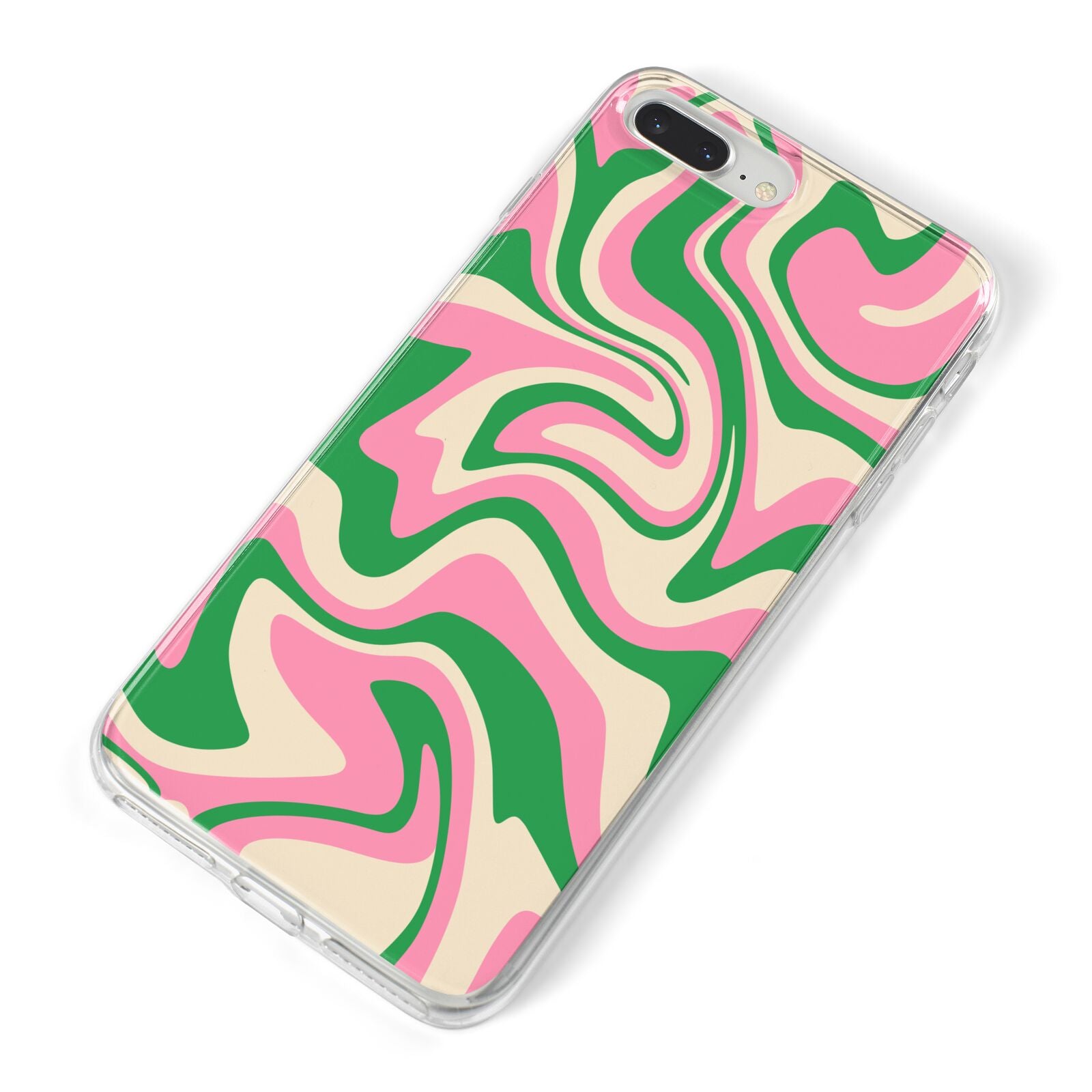 Pink And Green Swirl iPhone 8 Plus Bumper Case on Silver iPhone Alternative Image