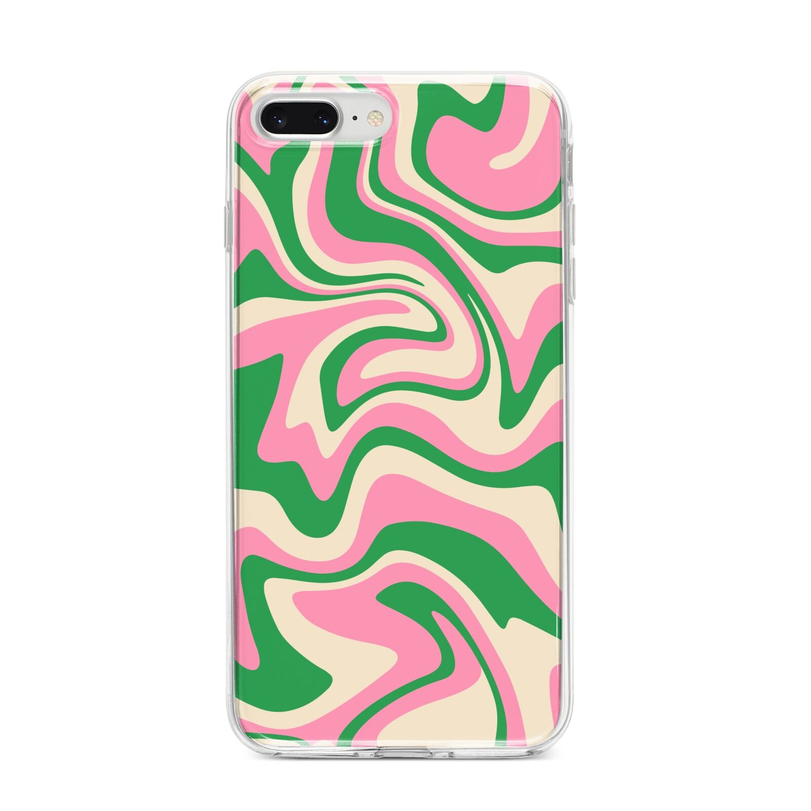 Pink And Green Swirl iPhone 8 Plus Bumper Case on Silver iPhone