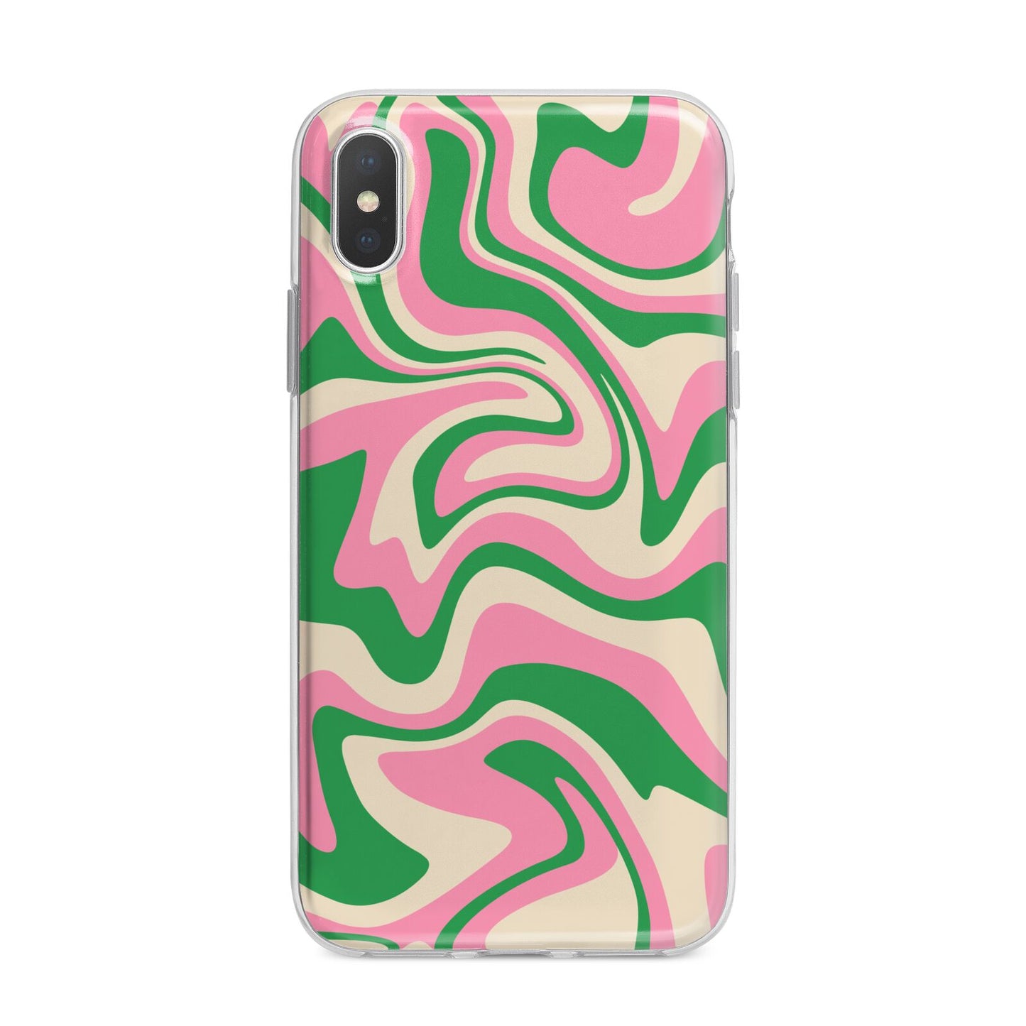 Pink And Green Swirl iPhone X Bumper Case on Silver iPhone Alternative Image 1