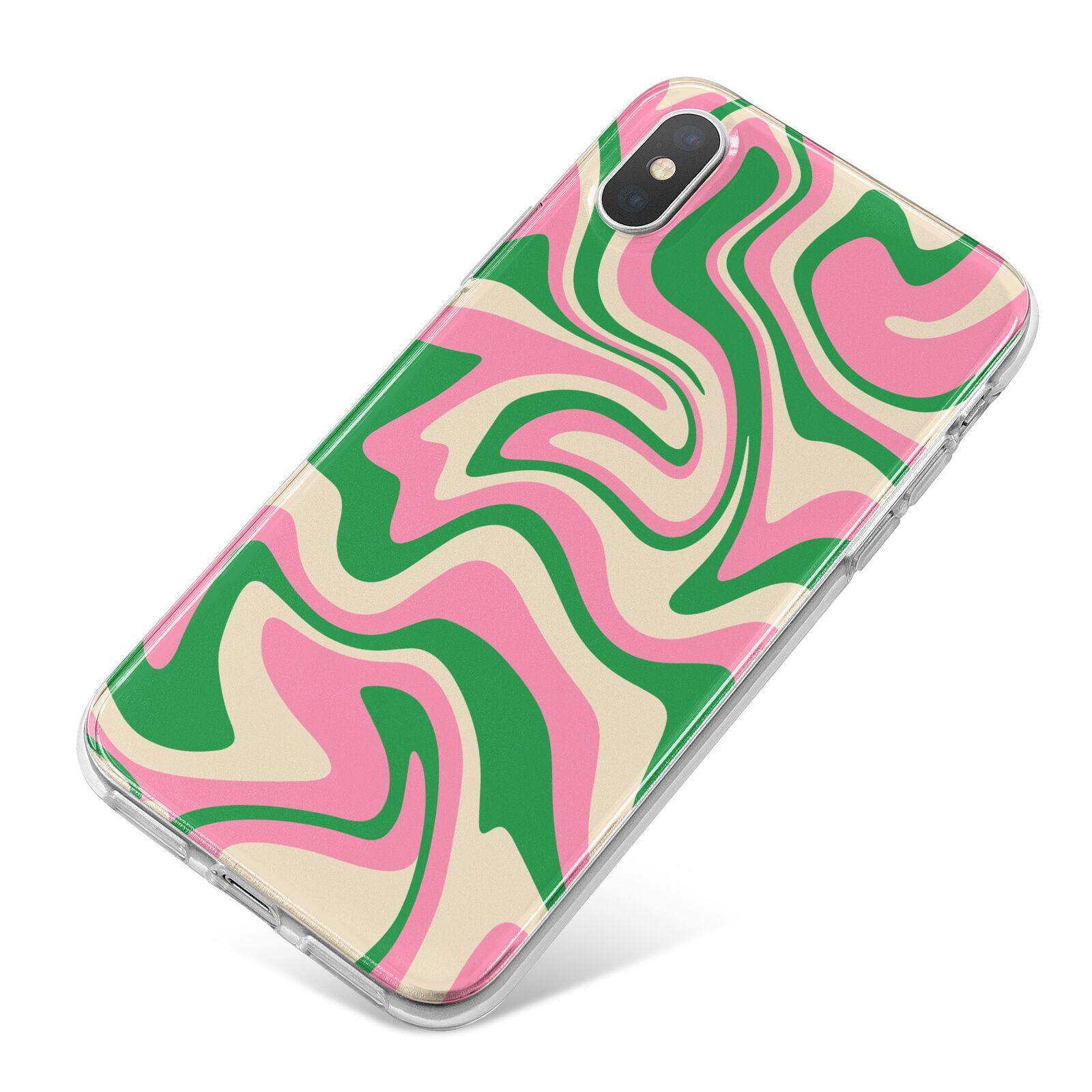 Pink And Green Swirl iPhone X Bumper Case on Silver iPhone