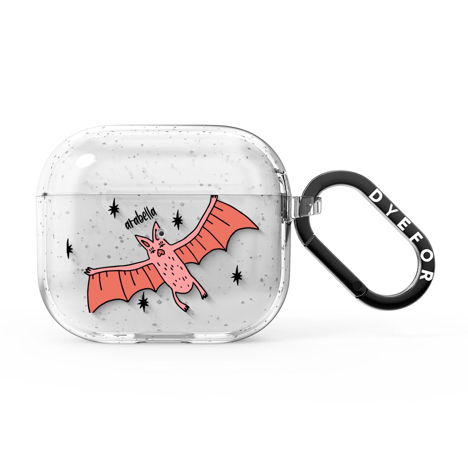 Pink Bat Personalised Halloween AirPods Glitter Case 3rd Gen