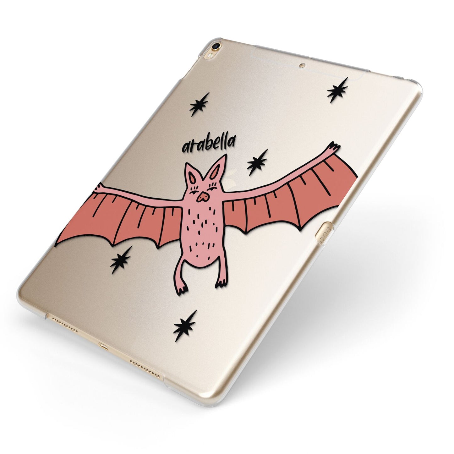 Pink Bat Personalised Halloween Apple iPad Case on Gold iPad Side View