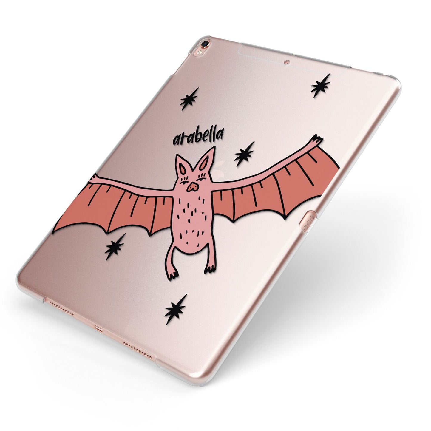 Pink Bat Personalised Halloween Apple iPad Case on Rose Gold iPad Side View