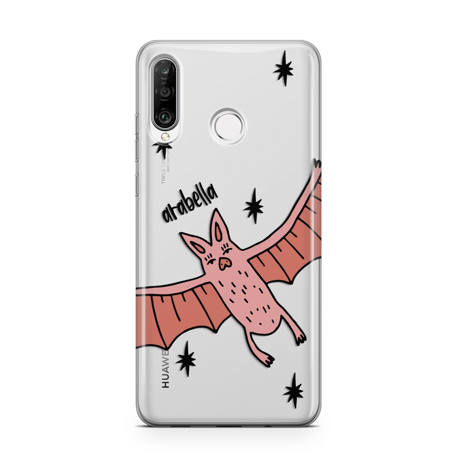 Pink Bat Personalised Halloween Huawei P30 Lite Phone Case