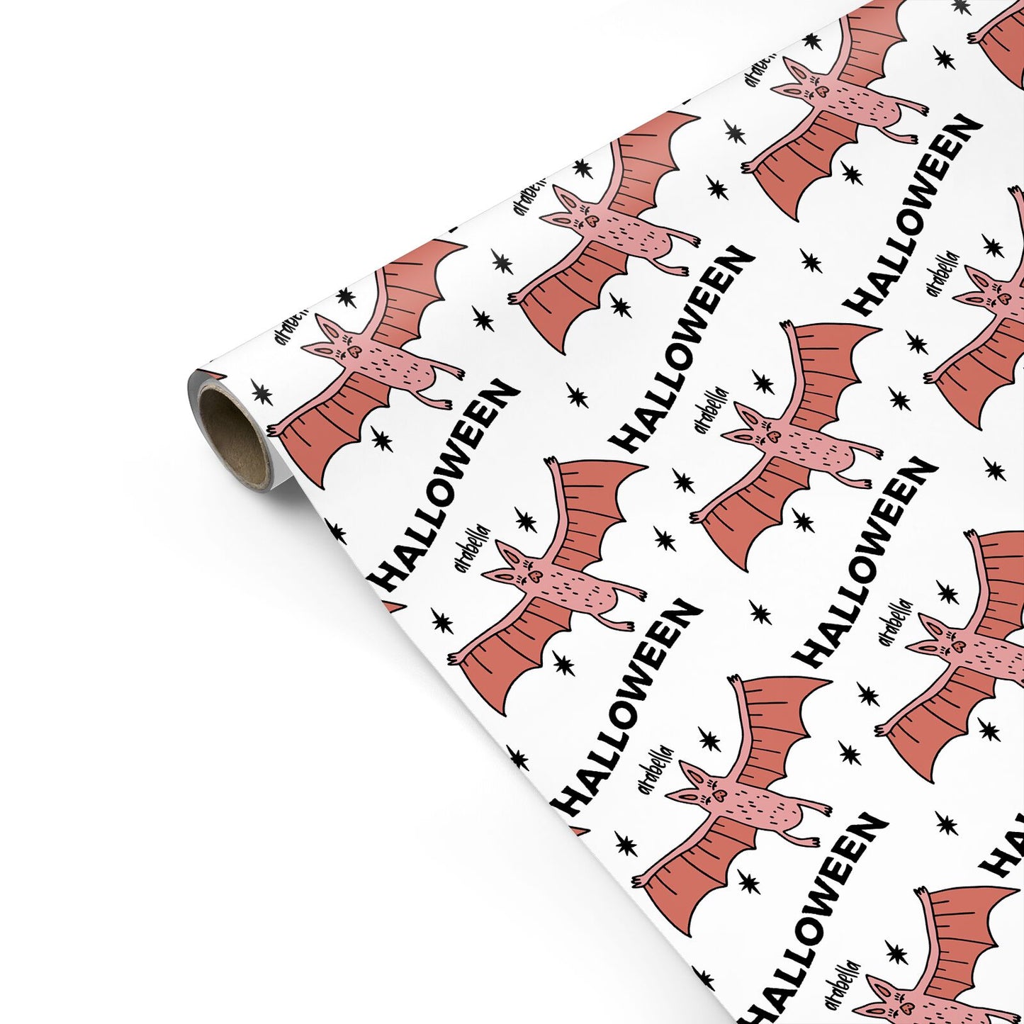 Pink Bat Personalised Halloween Personalised Gift Wrap