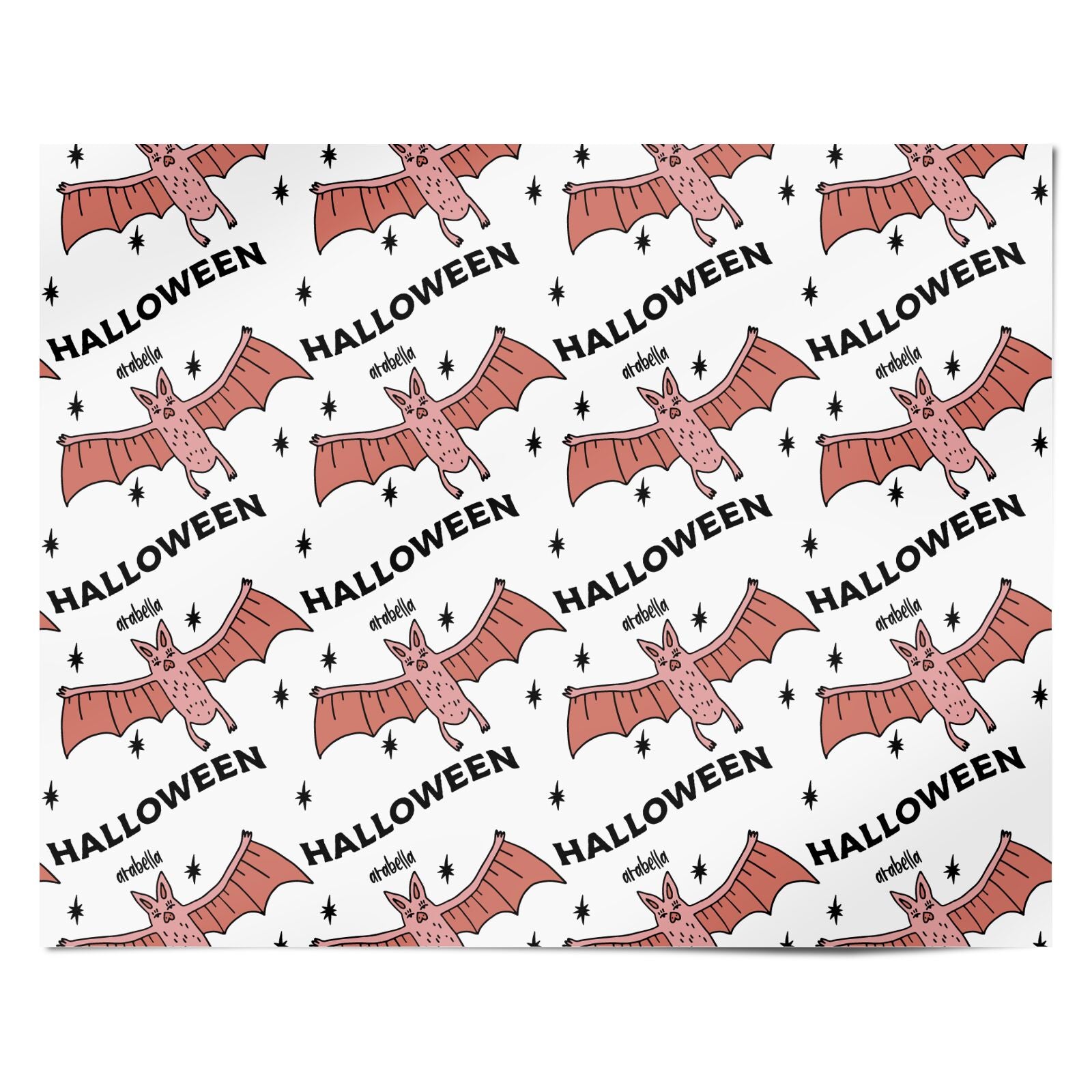 Pink Bat Personalised Halloween Personalised Wrapping Paper Alternative