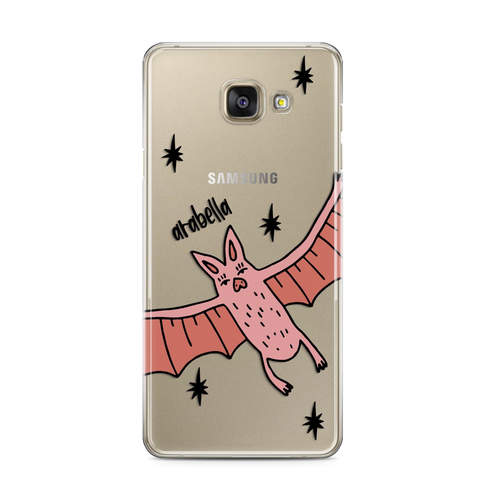 Pink Bat Personalised Halloween Samsung Galaxy A3 2016 Case on gold phone