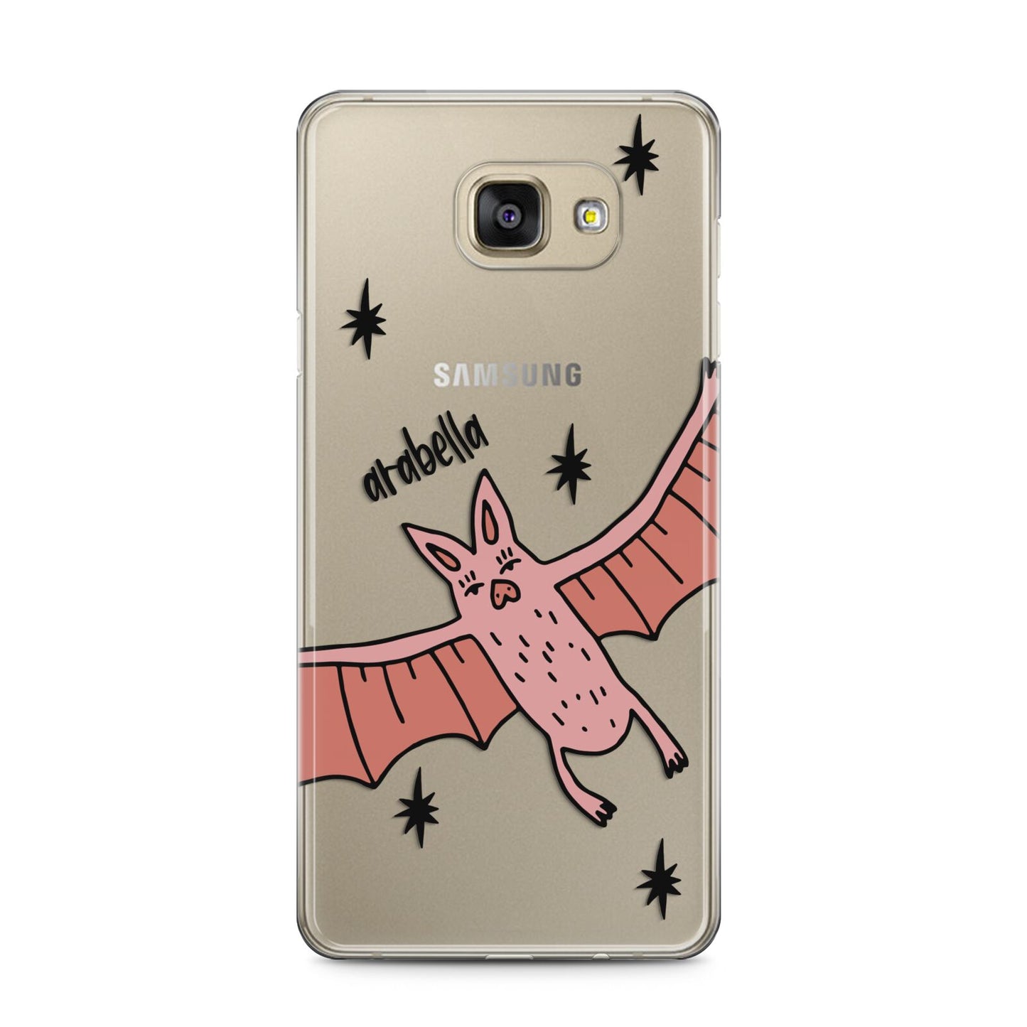 Pink Bat Personalised Halloween Samsung Galaxy A5 2016 Case on gold phone