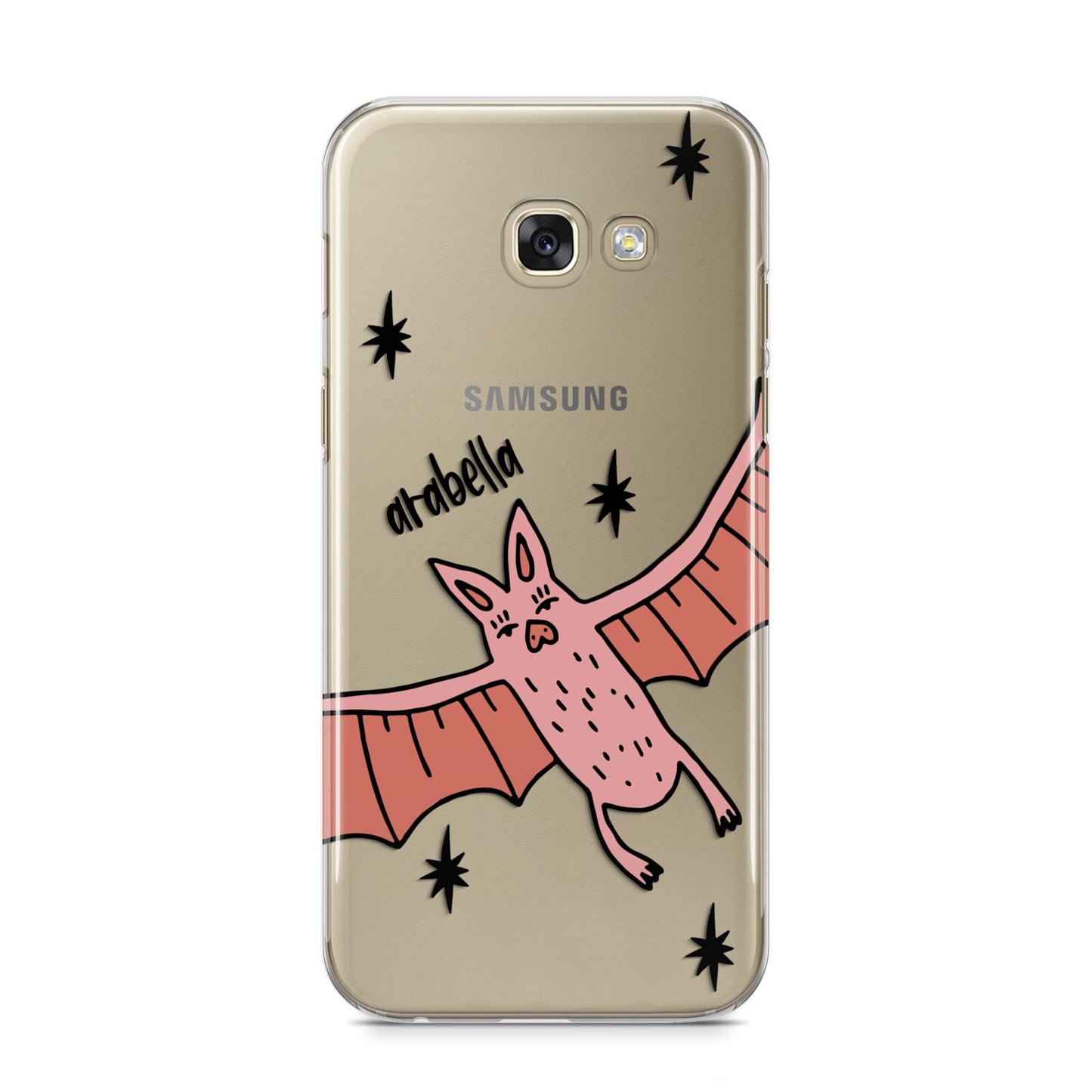 Pink Bat Personalised Halloween Samsung Galaxy A5 2017 Case on gold phone