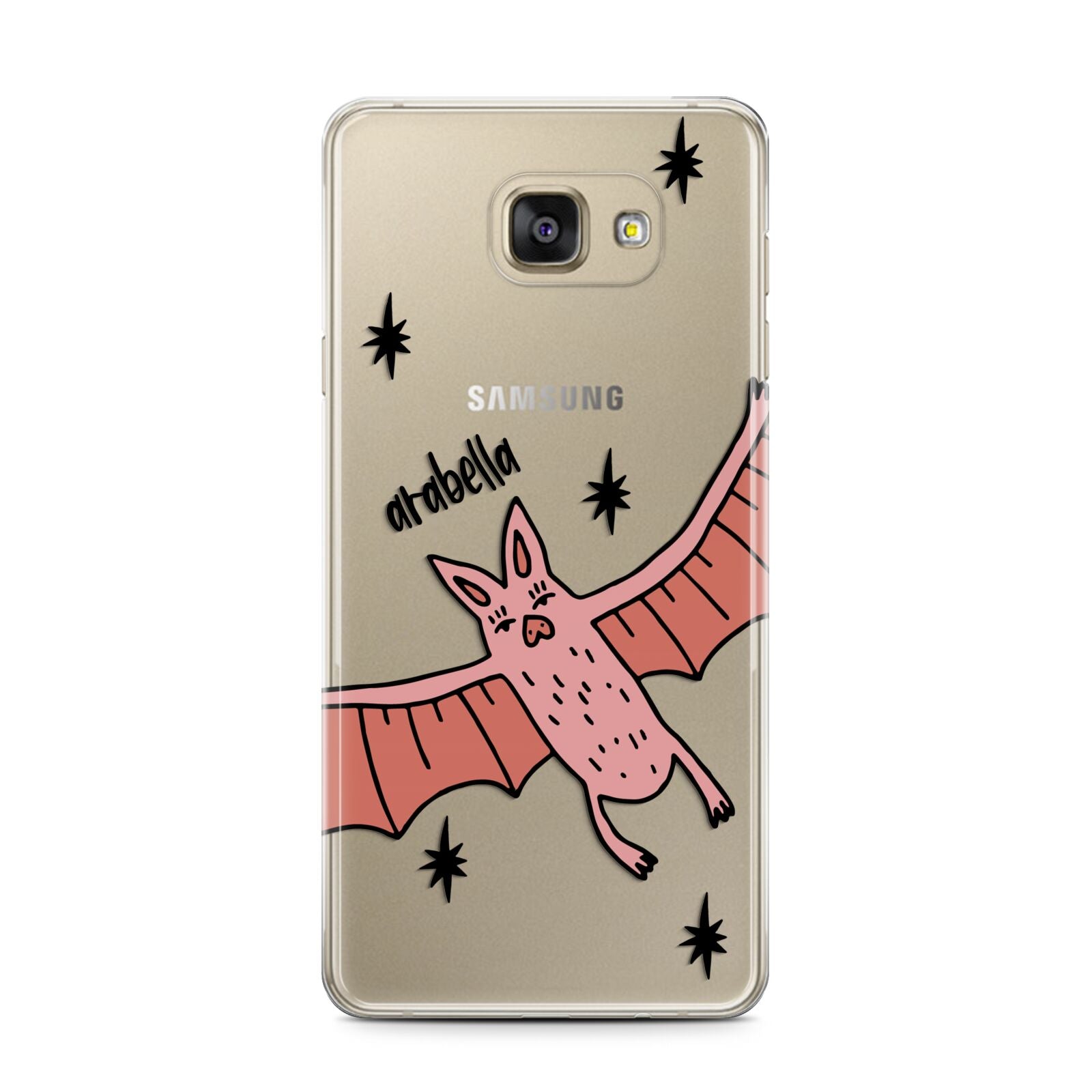 Pink Bat Personalised Halloween Samsung Galaxy A7 2016 Case on gold phone