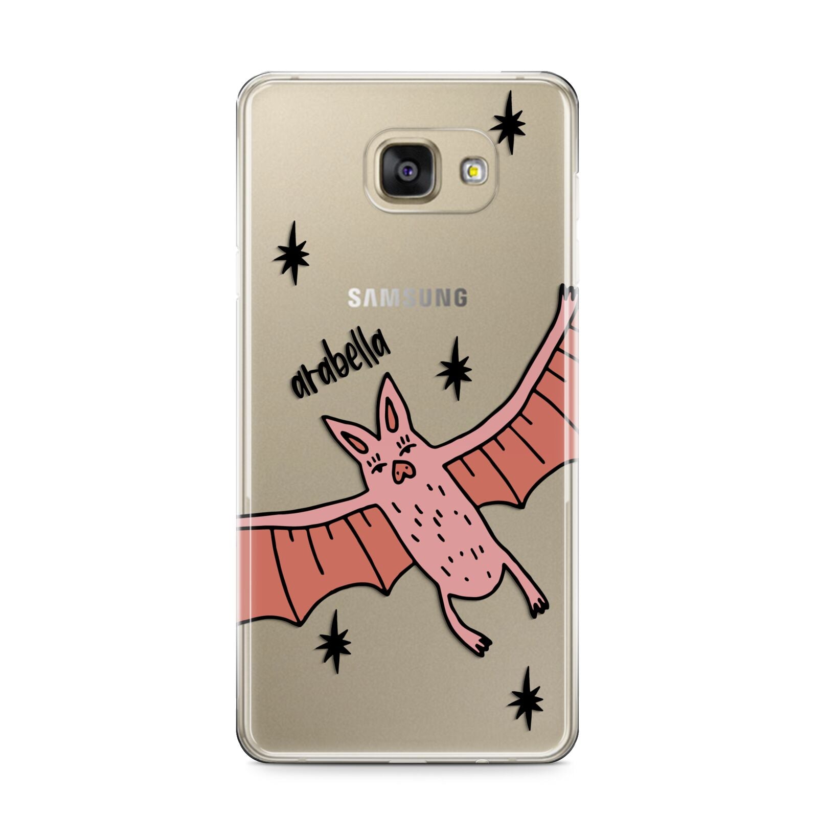 Pink Bat Personalised Halloween Samsung Galaxy A9 2016 Case on gold phone