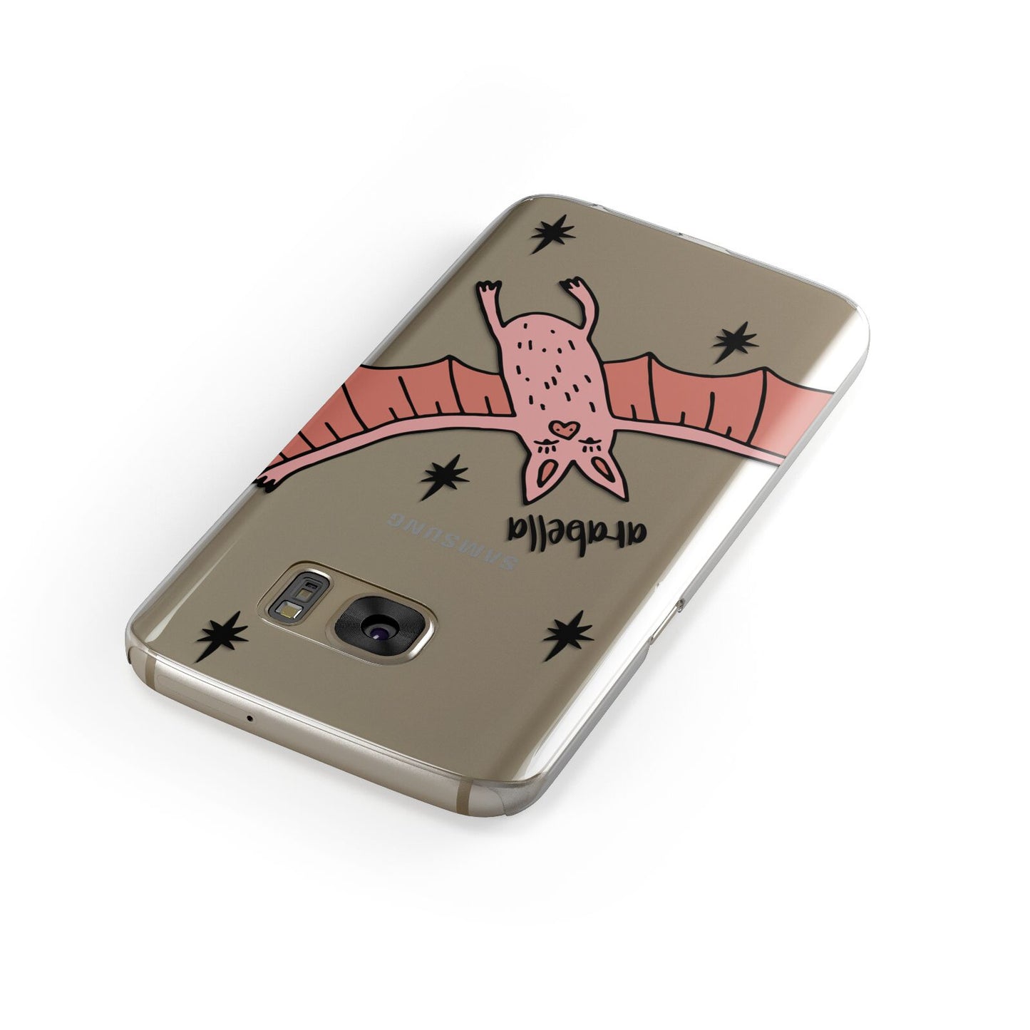 Pink Bat Personalised Halloween Samsung Galaxy Case Front Close Up