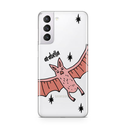 Pink Bat Personalised Halloween Samsung S21 Case