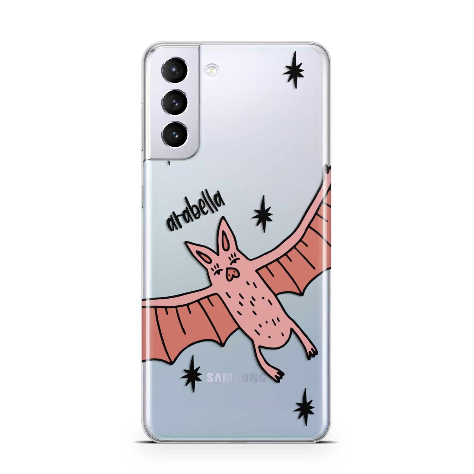 Pink Bat Personalised Halloween Samsung S21 Plus Case