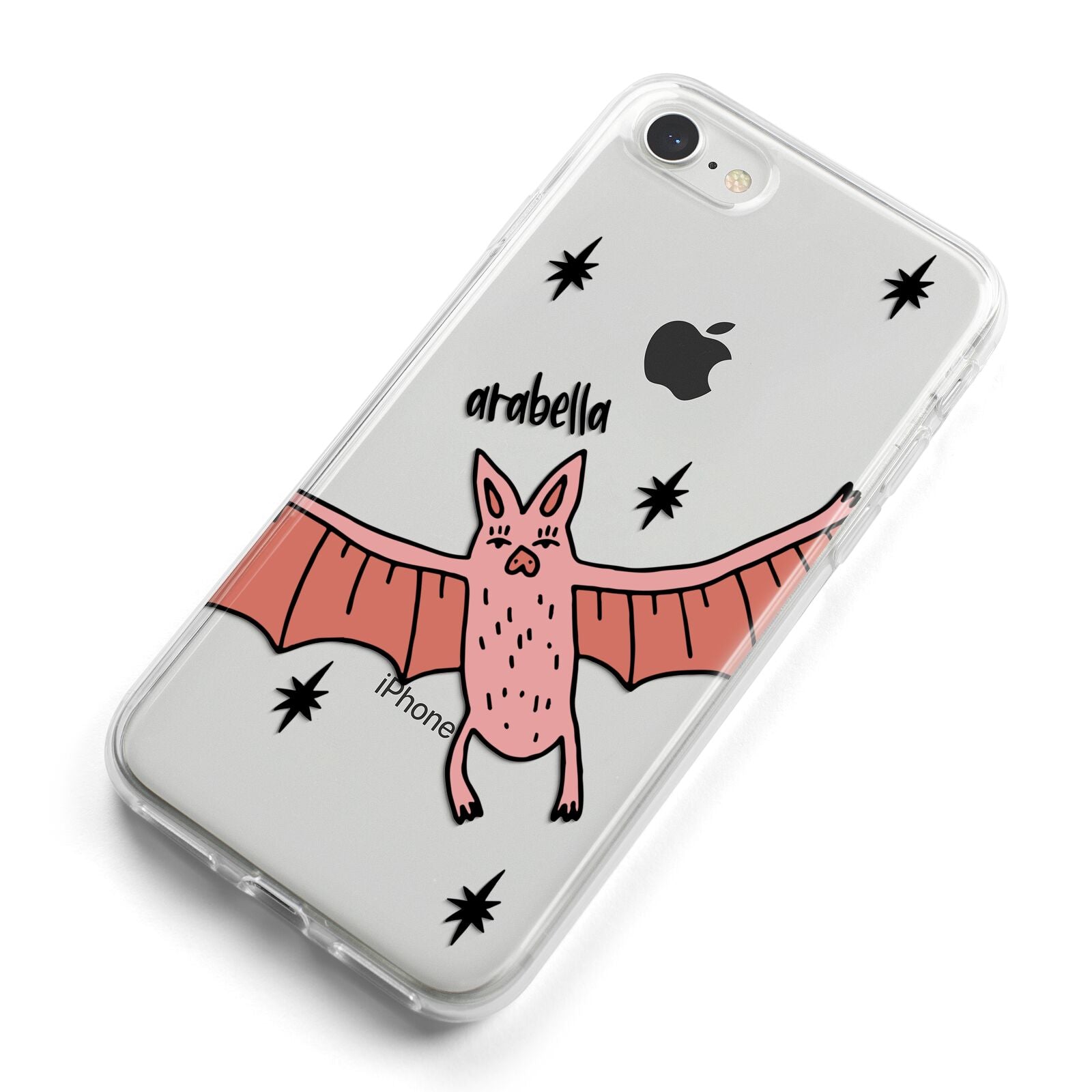 Pink Bat Personalised Halloween iPhone 8 Bumper Case on Silver iPhone Alternative Image