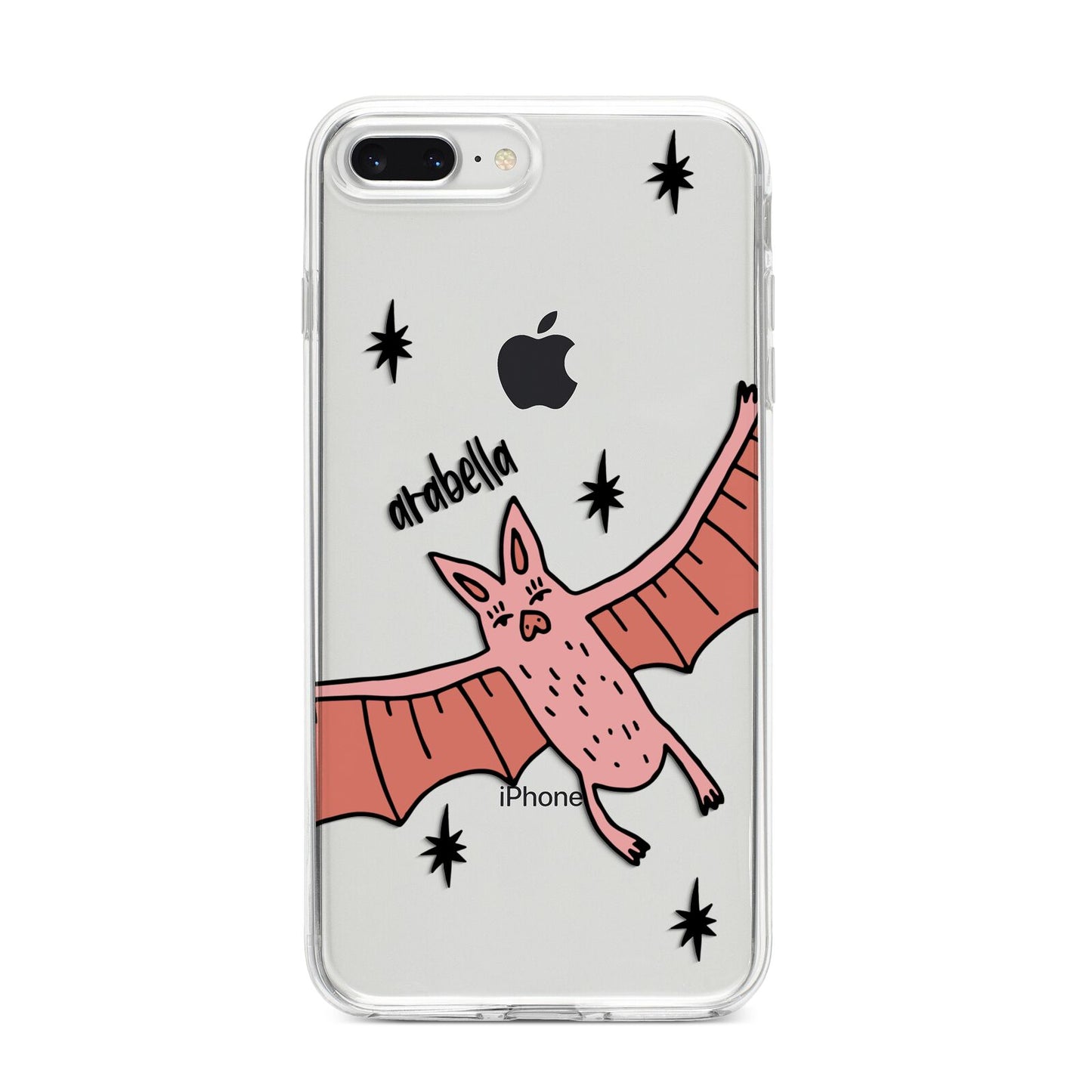 Pink Bat Personalised Halloween iPhone 8 Plus Bumper Case on Silver iPhone