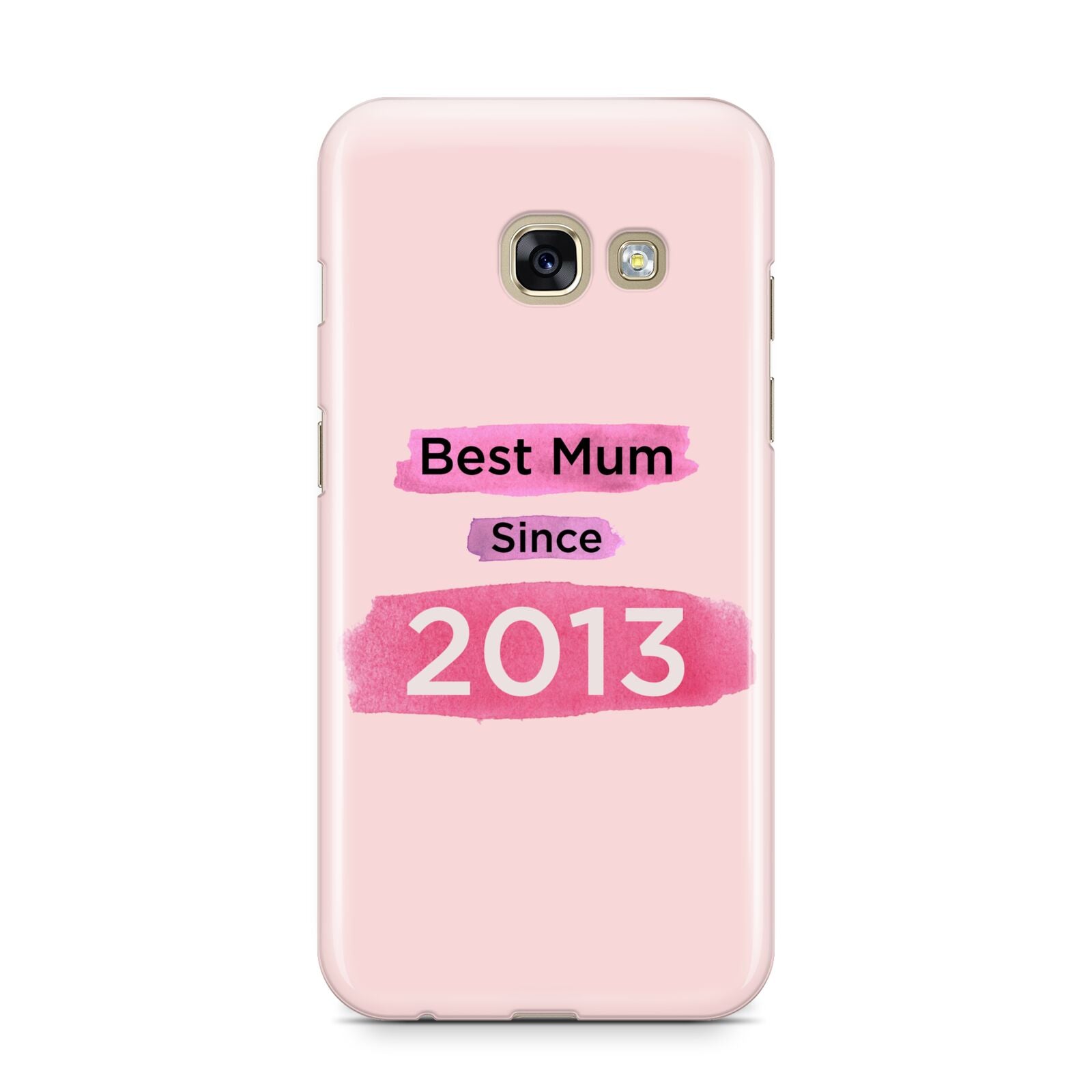 Pink Best Mum Samsung Galaxy A3 2017 Case on gold phone