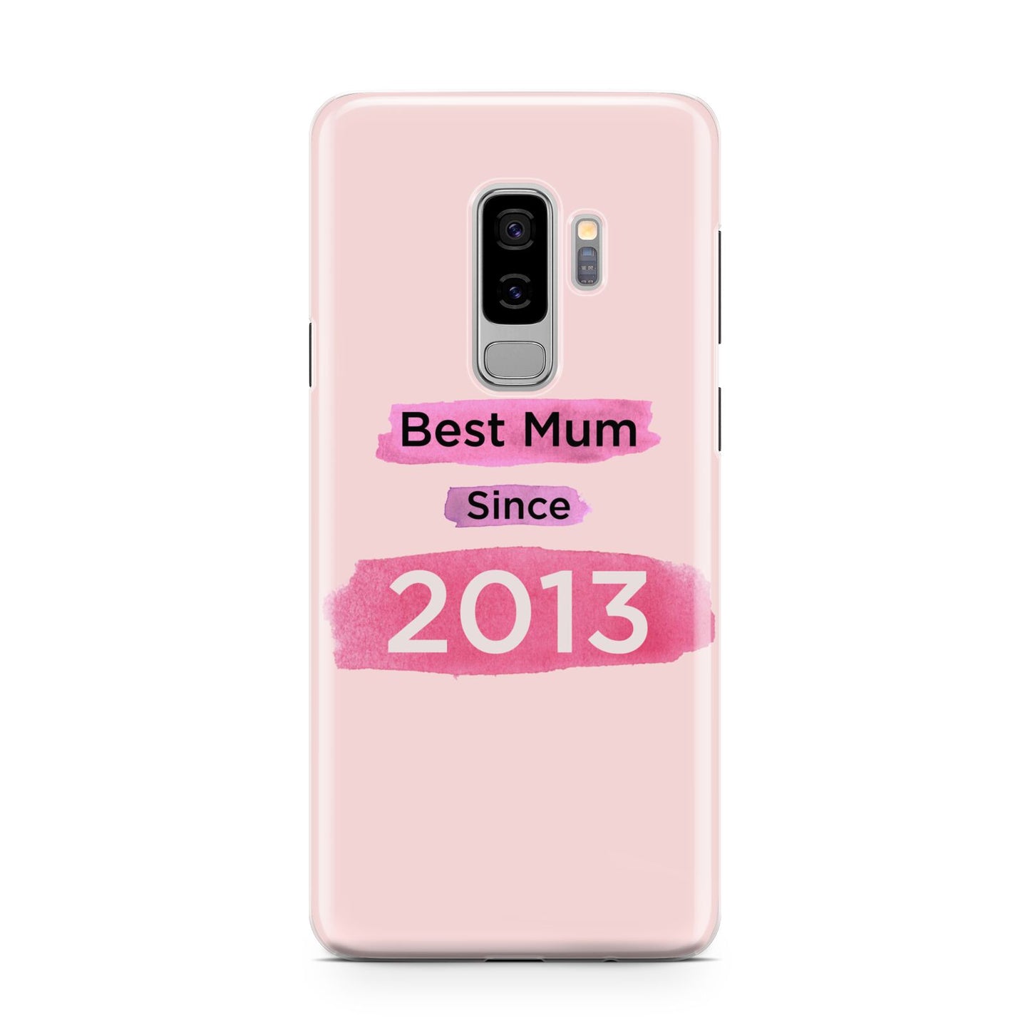 Pink Best Mum Samsung Galaxy S9 Plus Case on Silver phone