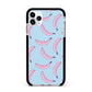 Pink Blue Bannana Fruit Apple iPhone 11 Pro Max in Silver with Black Impact Case