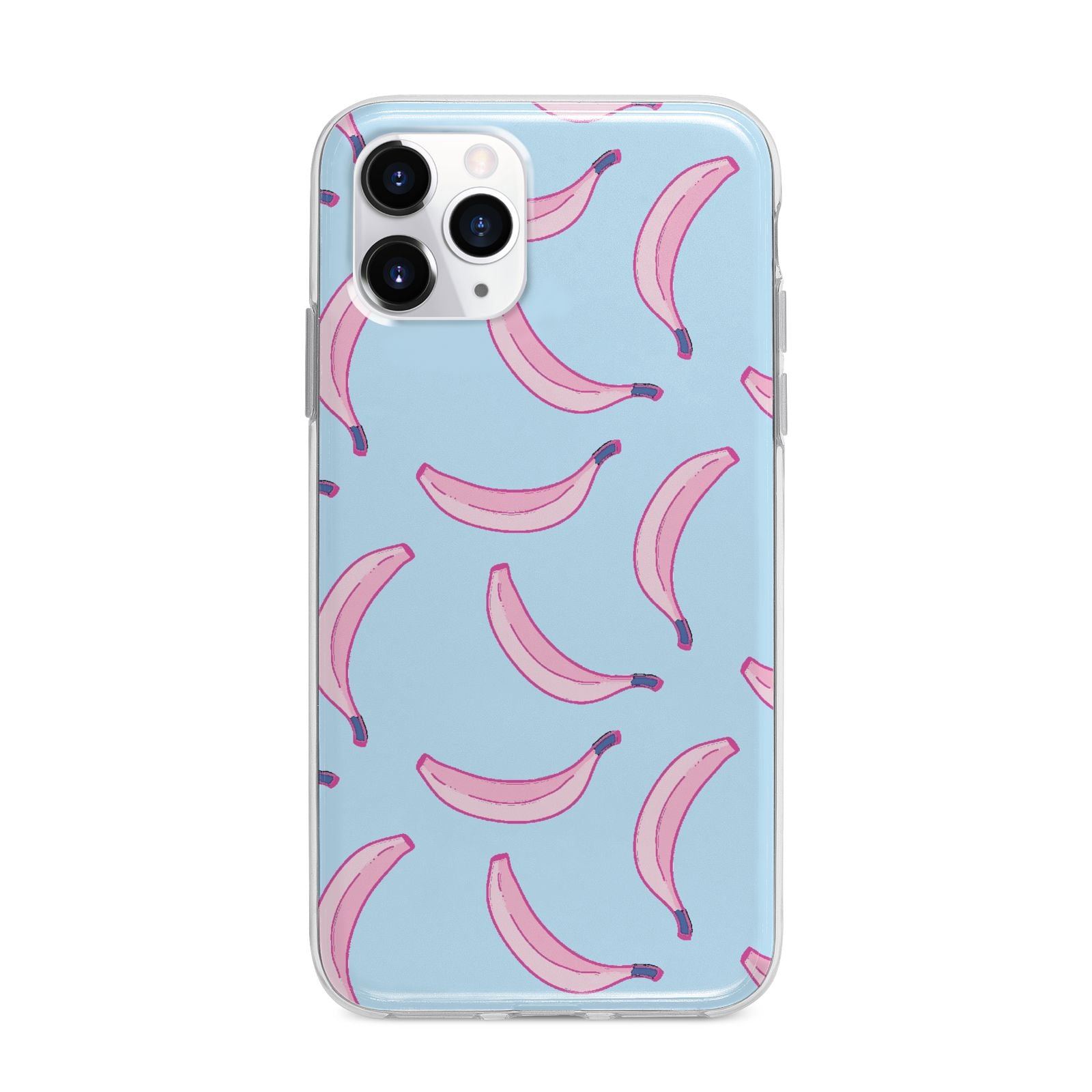 Pink Blue Bannana Fruit Apple iPhone 11 Pro Max in Silver with Bumper Case