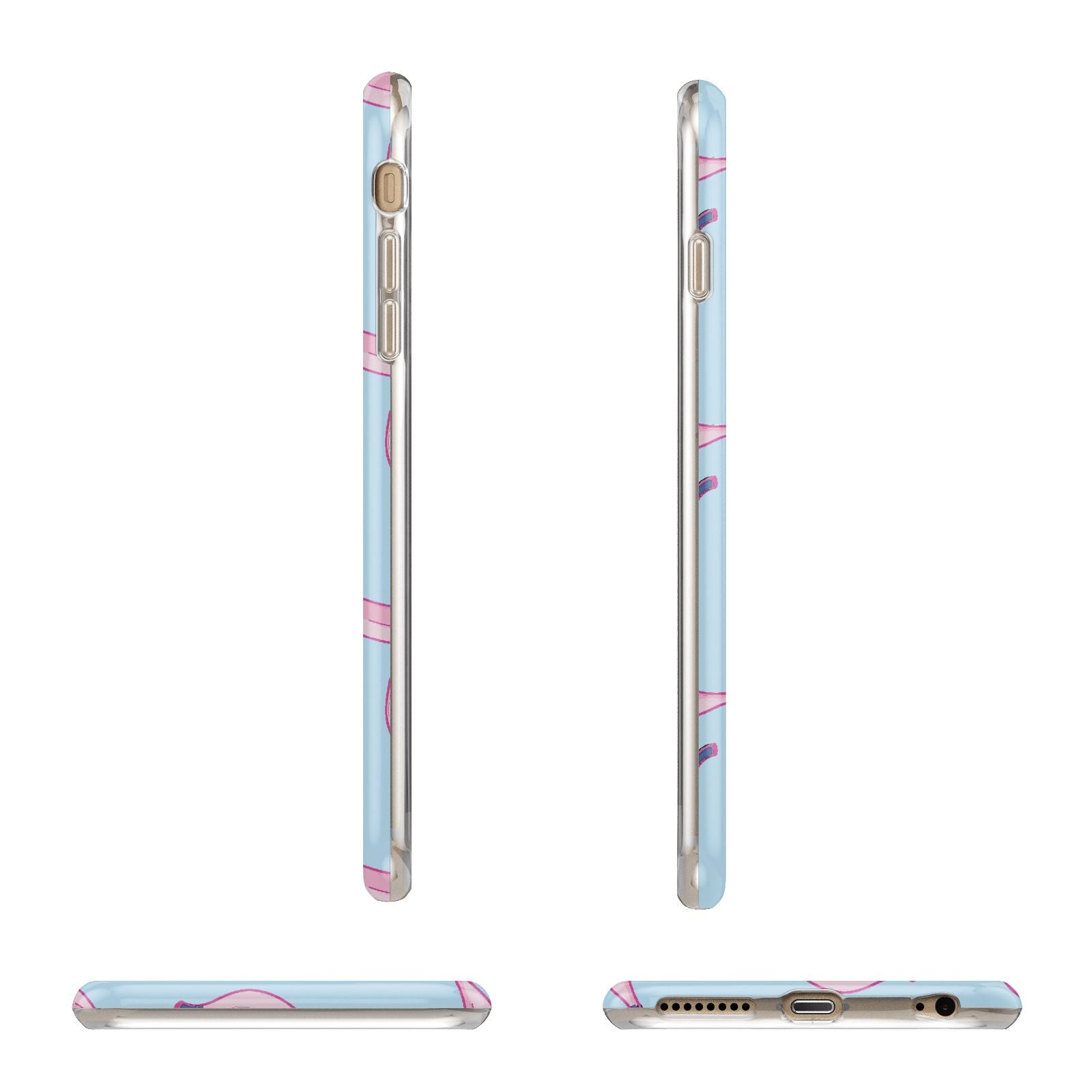 Pink Blue Bannana Fruit Apple iPhone 6 Plus 3D Wrap Tough Case Alternative Image Angles