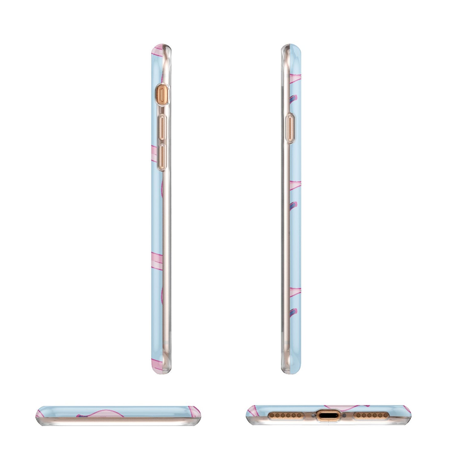 Pink Blue Bannana Fruit Apple iPhone 7 8 3D Wrap Tough Case Alternative Image Angles