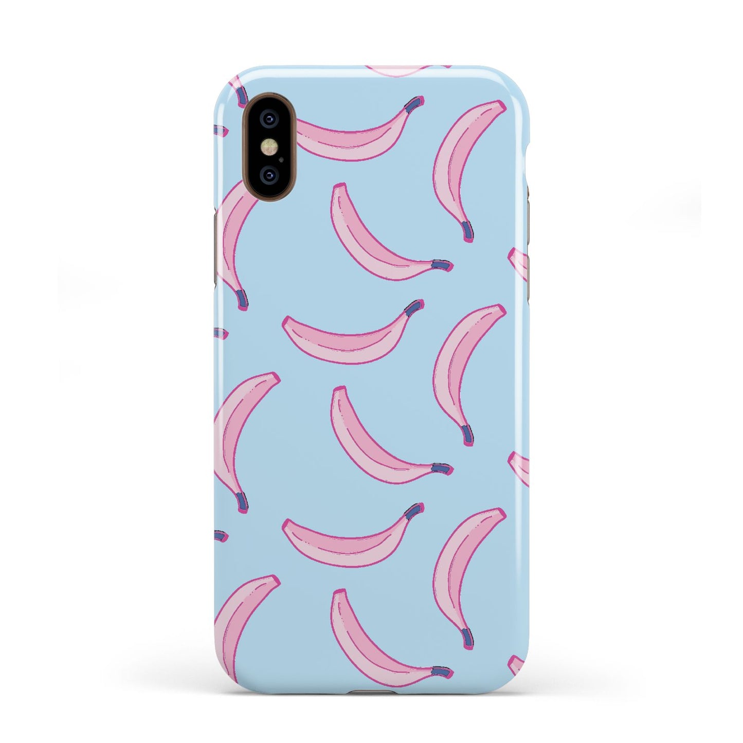 Pink Blue Bannana Fruit Apple iPhone XS 3D Tough