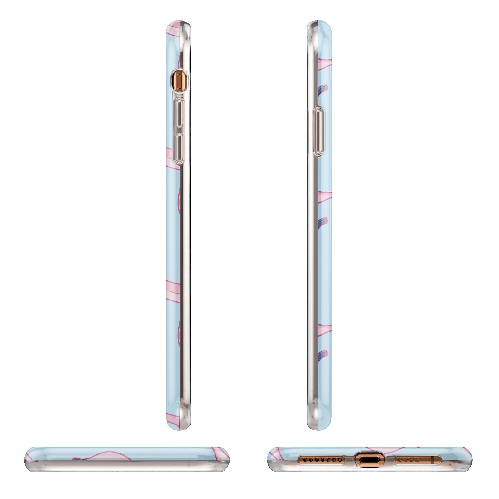 Pink Blue Bannana Fruit Apple iPhone XS Max 3D Wrap Tough Case Alternative Image Angles