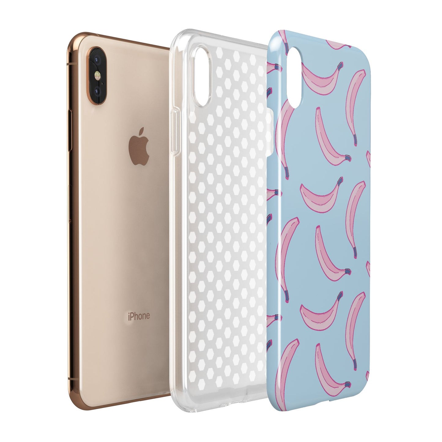 Pink Blue Bannana Fruit Apple iPhone Xs Max 3D Tough Case Expanded View