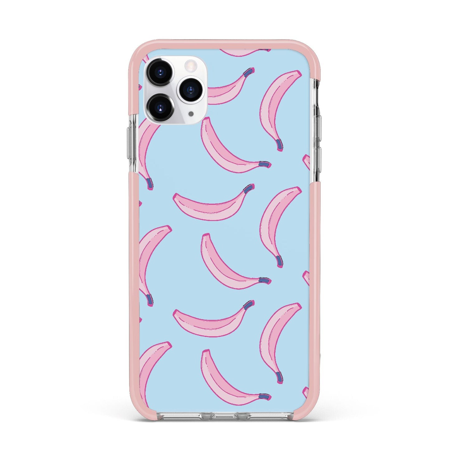 Pink Blue Bannana Fruit iPhone 11 Pro Max Impact Pink Edge Case