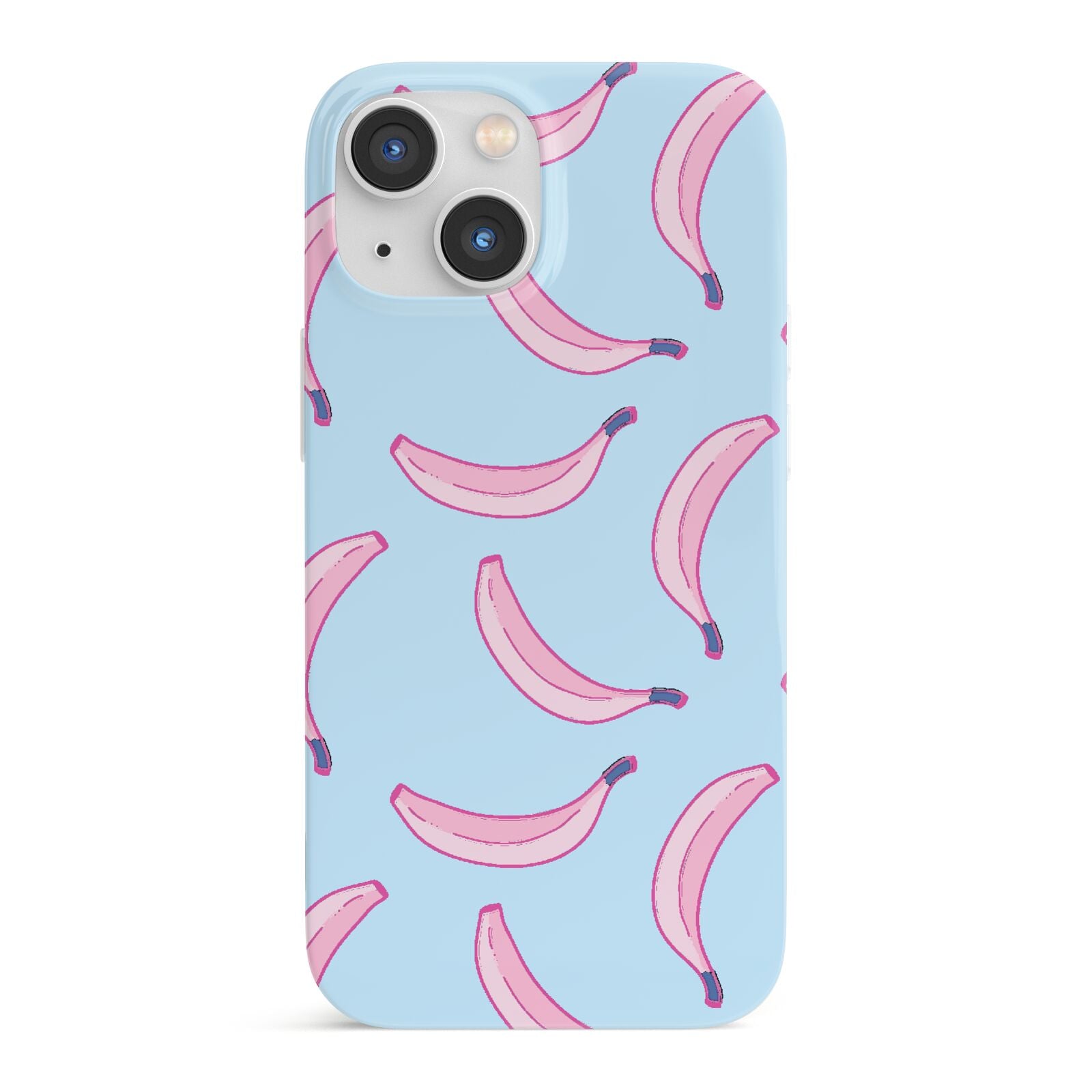 Pink Blue Bannana Fruit iPhone 13 Mini Full Wrap 3D Snap Case