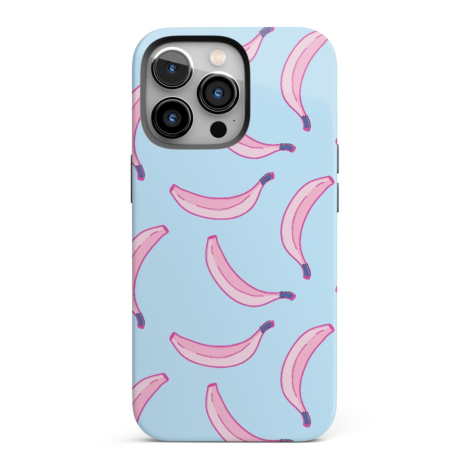 Pink Blue Bannana Fruit iPhone 13 Pro Full Wrap 3D Tough Case