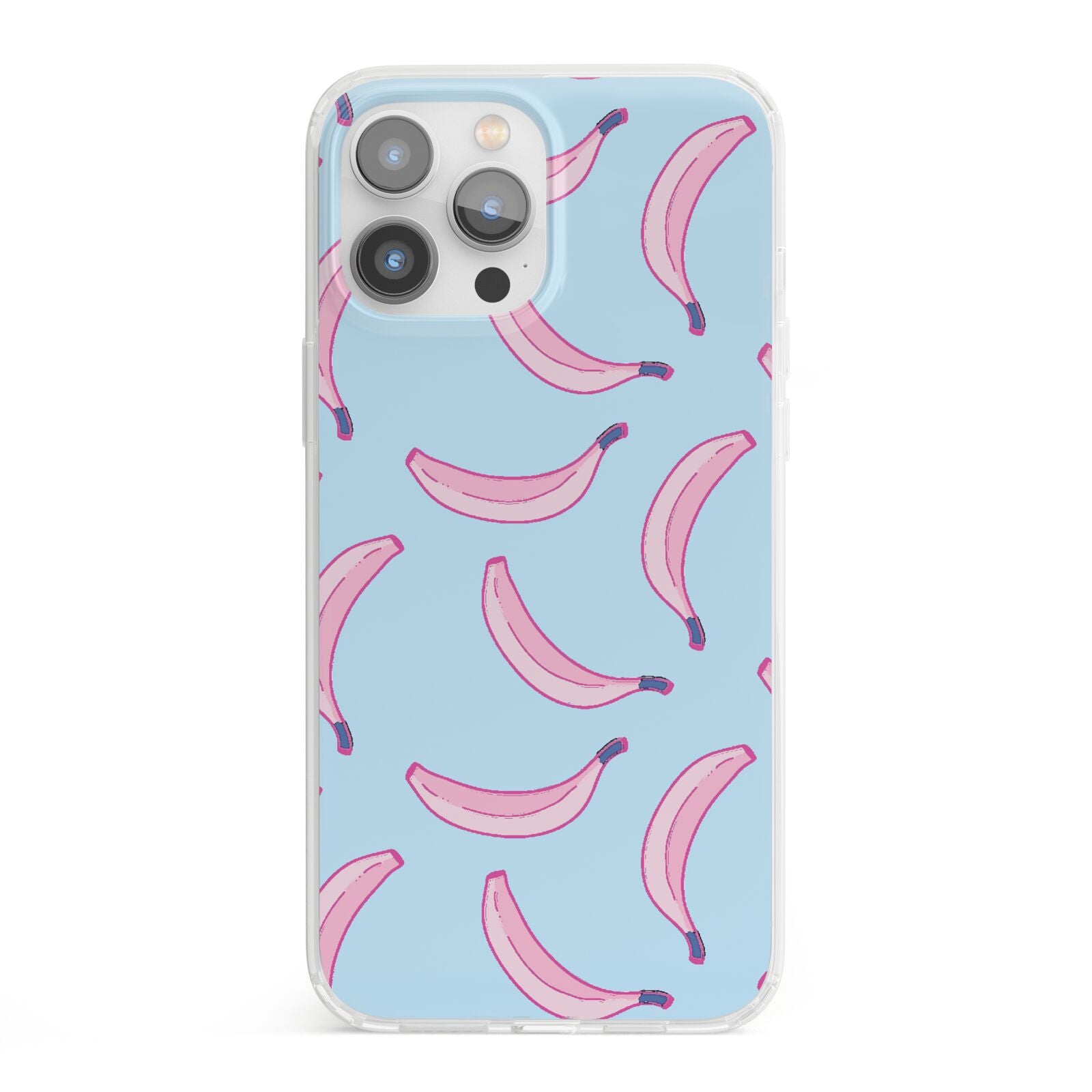 Pink Blue Bannana Fruit iPhone 13 Pro Max Clear Bumper Case