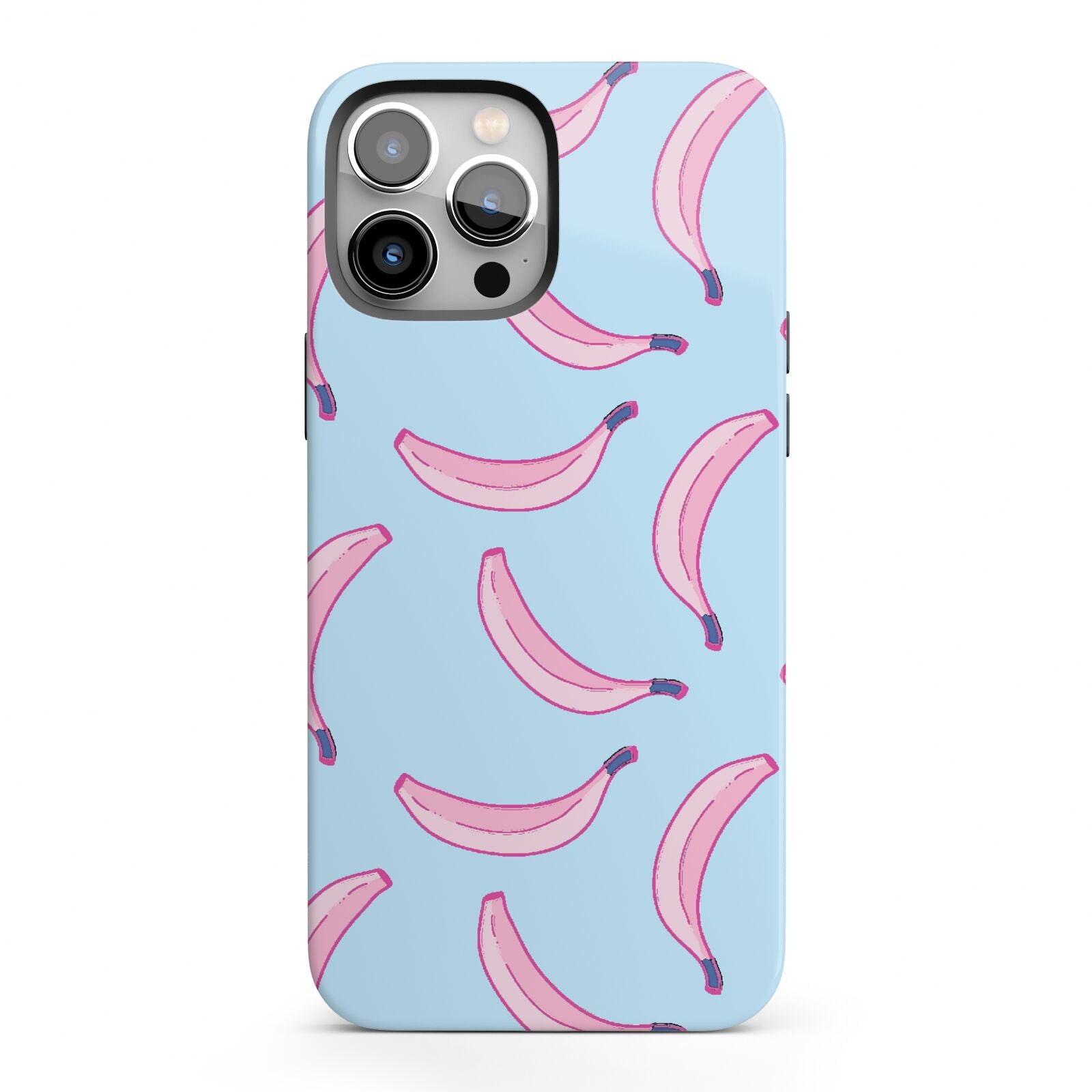 Pink Blue Bannana Fruit iPhone 13 Pro Max Full Wrap 3D Tough Case