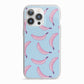 Pink Blue Bannana Fruit iPhone 13 Pro TPU Impact Case with White Edges