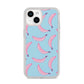 Pink Blue Bannana Fruit iPhone 14 Clear Tough Case Starlight