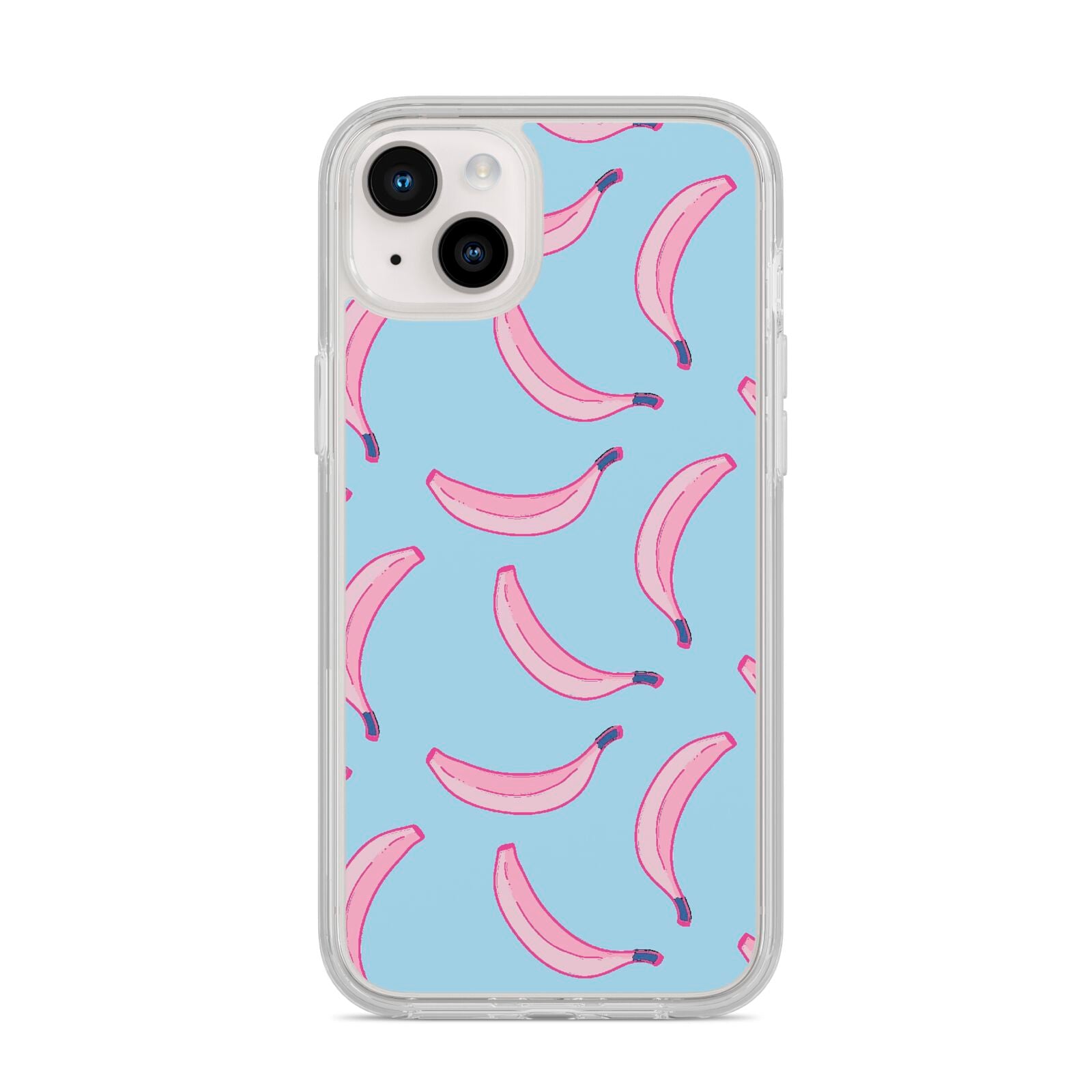 Pink Blue Bannana Fruit iPhone 14 Plus Clear Tough Case Starlight