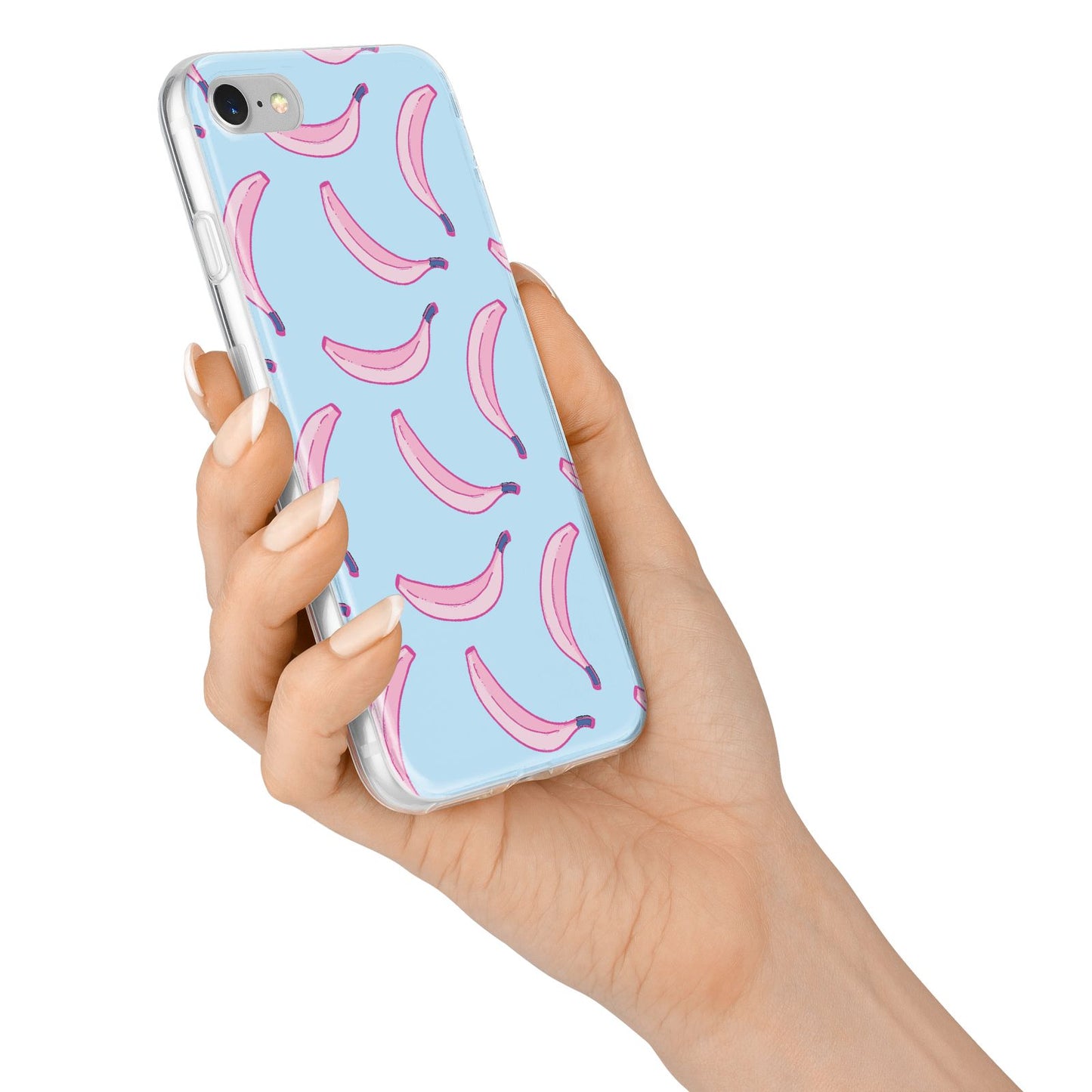 Pink Blue Bannana Fruit iPhone 7 Bumper Case on Silver iPhone Alternative Image