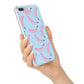 Pink Blue Bannana Fruit iPhone 7 Plus Bumper Case on Silver iPhone Alternative Image