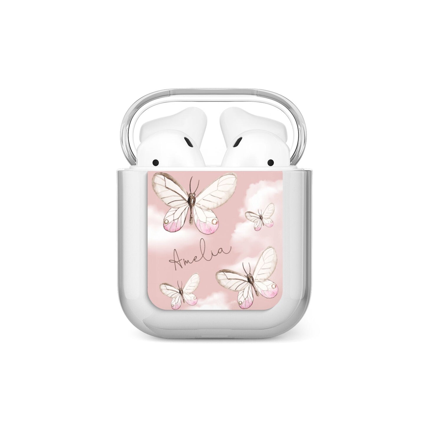 Pink Butterflies Personalised AirPods Case