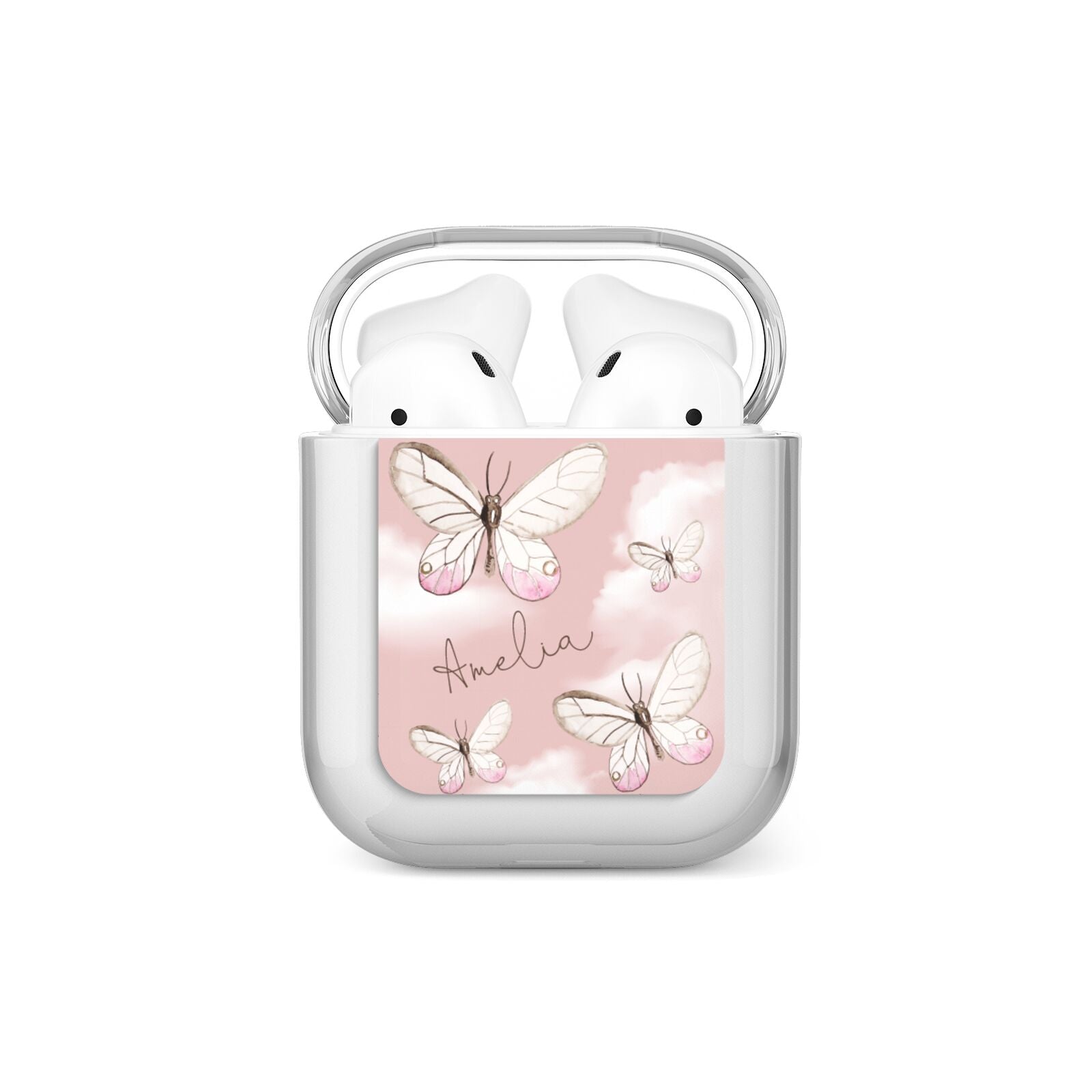 Pink Butterflies Personalised AirPods Case