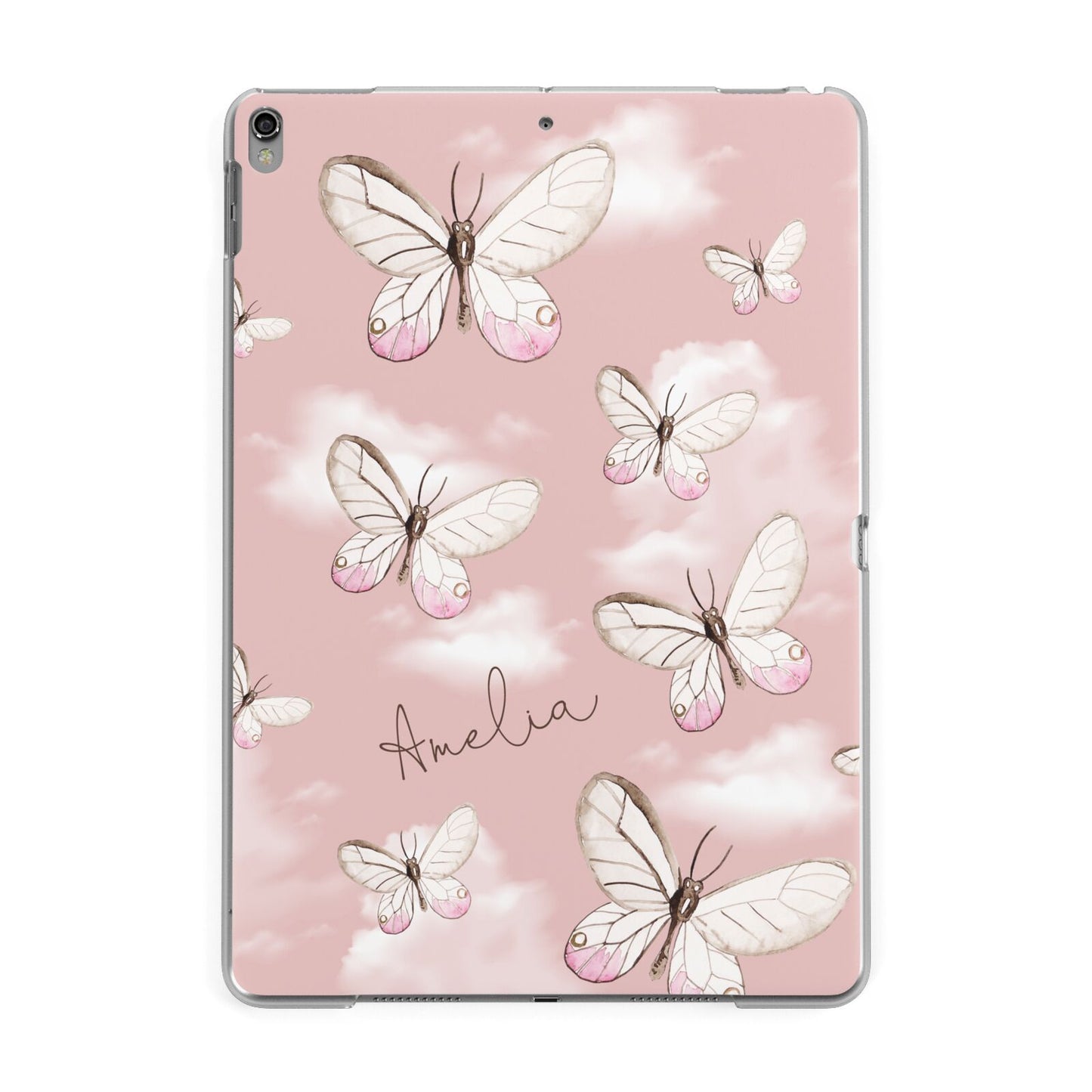 Pink Butterflies Personalised Apple iPad Grey Case