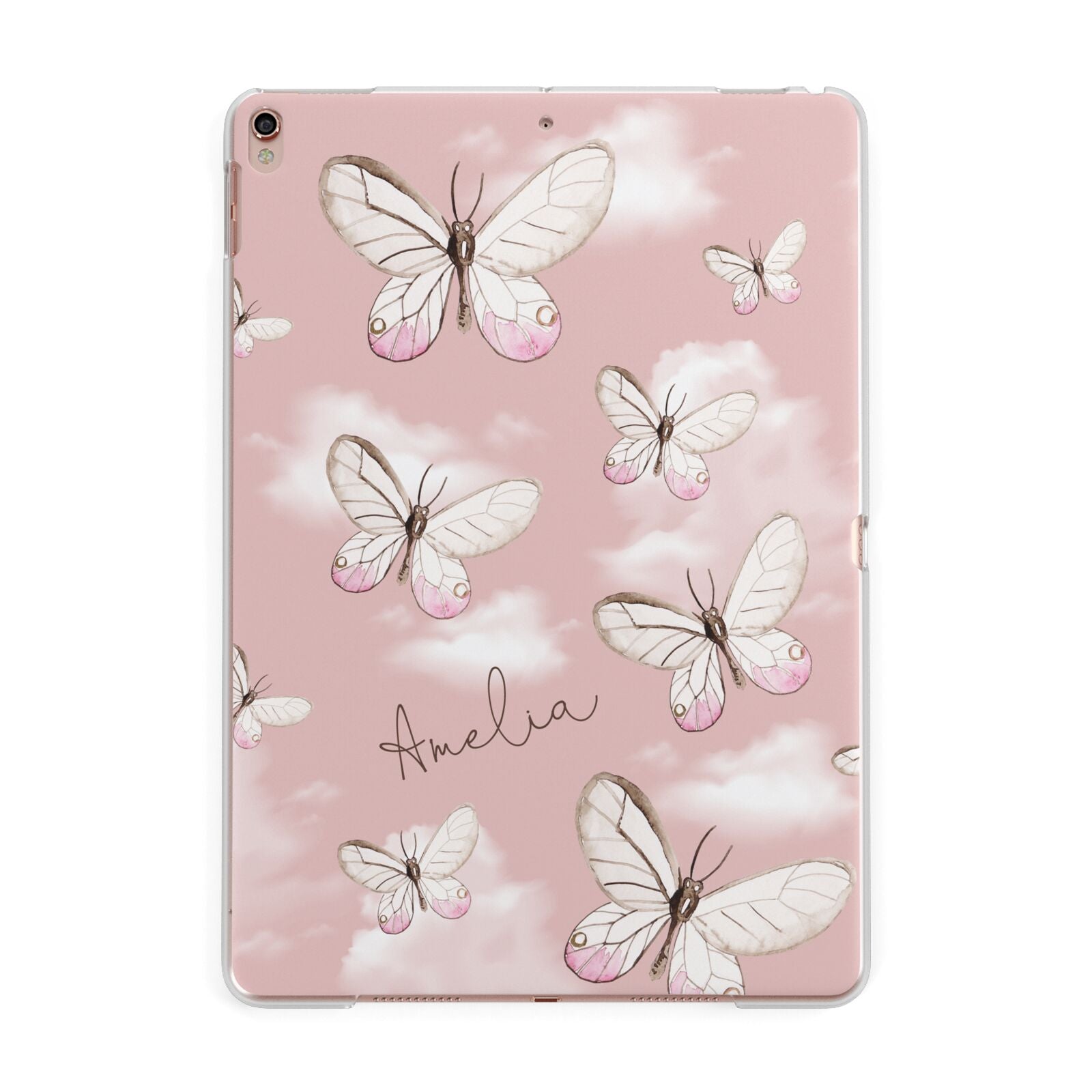 Pink Butterflies Personalised Apple iPad Rose Gold Case