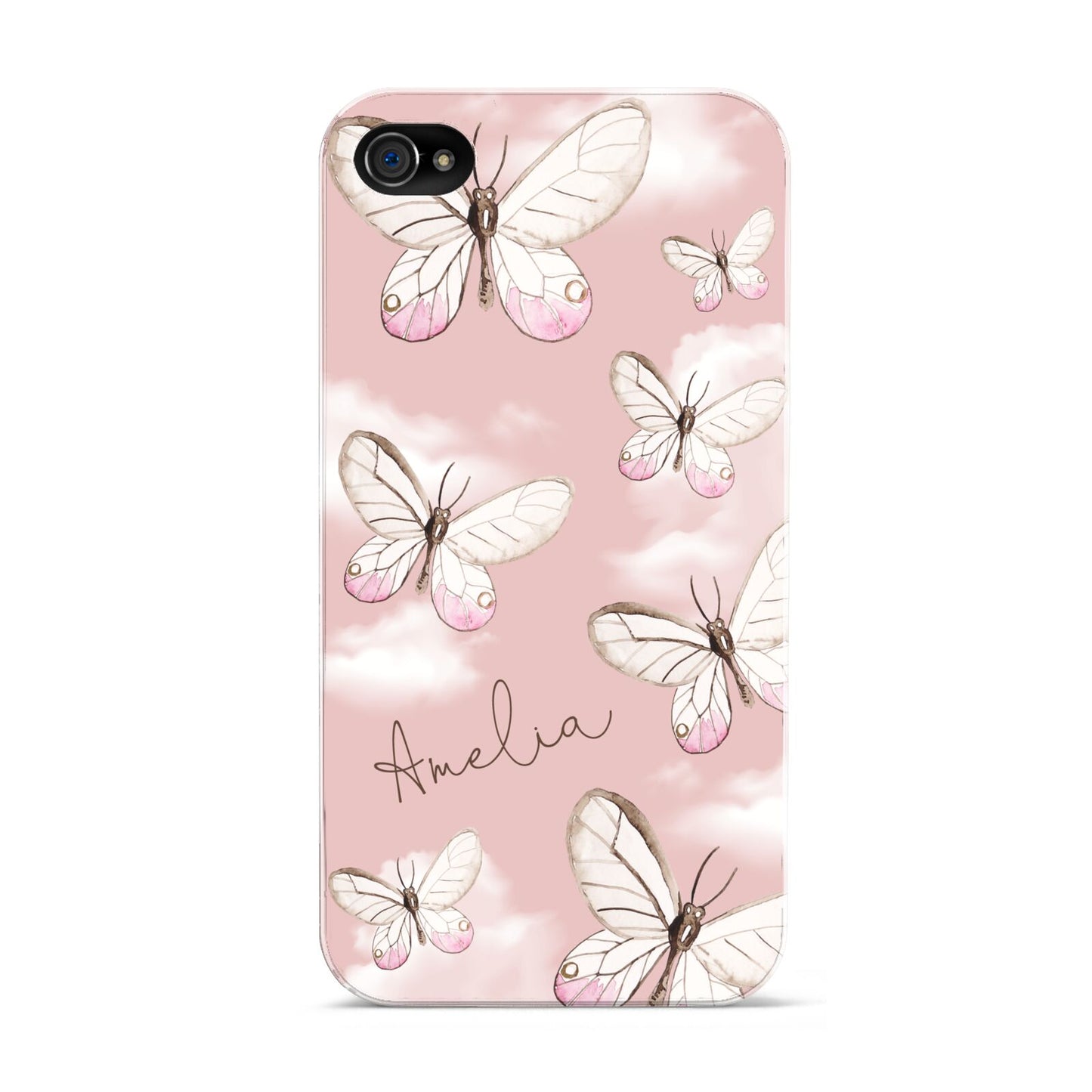 Pink Butterflies Personalised Apple iPhone 4s Case