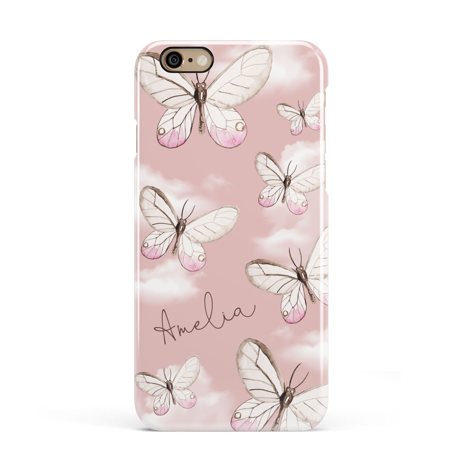 Pink Butterflies Personalised Apple iPhone 6 3D Snap Case