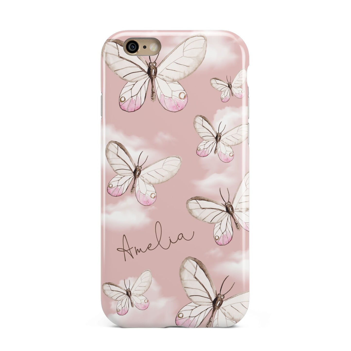 Pink Butterflies Personalised Apple iPhone 6 3D Tough Case