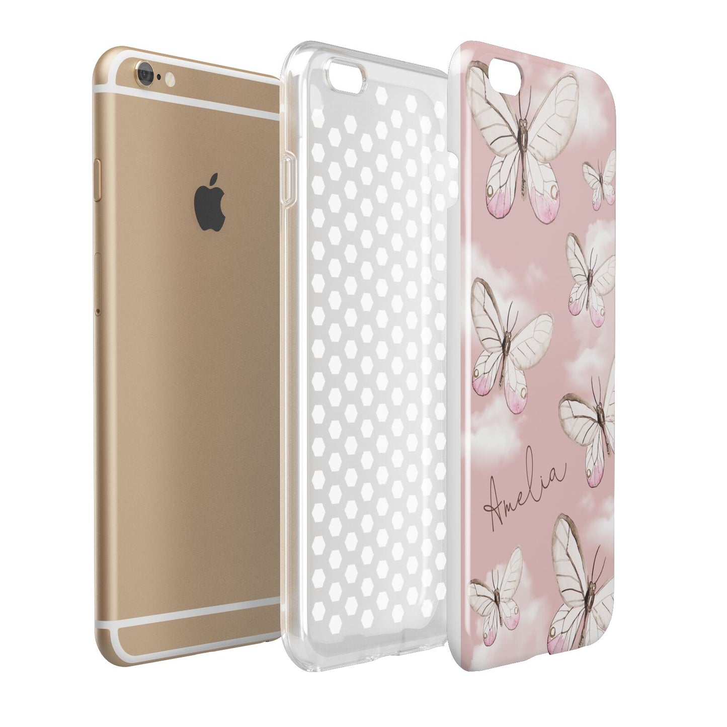 Pink Butterflies Personalised Apple iPhone 6 Plus 3D Tough Case Expand Detail Image